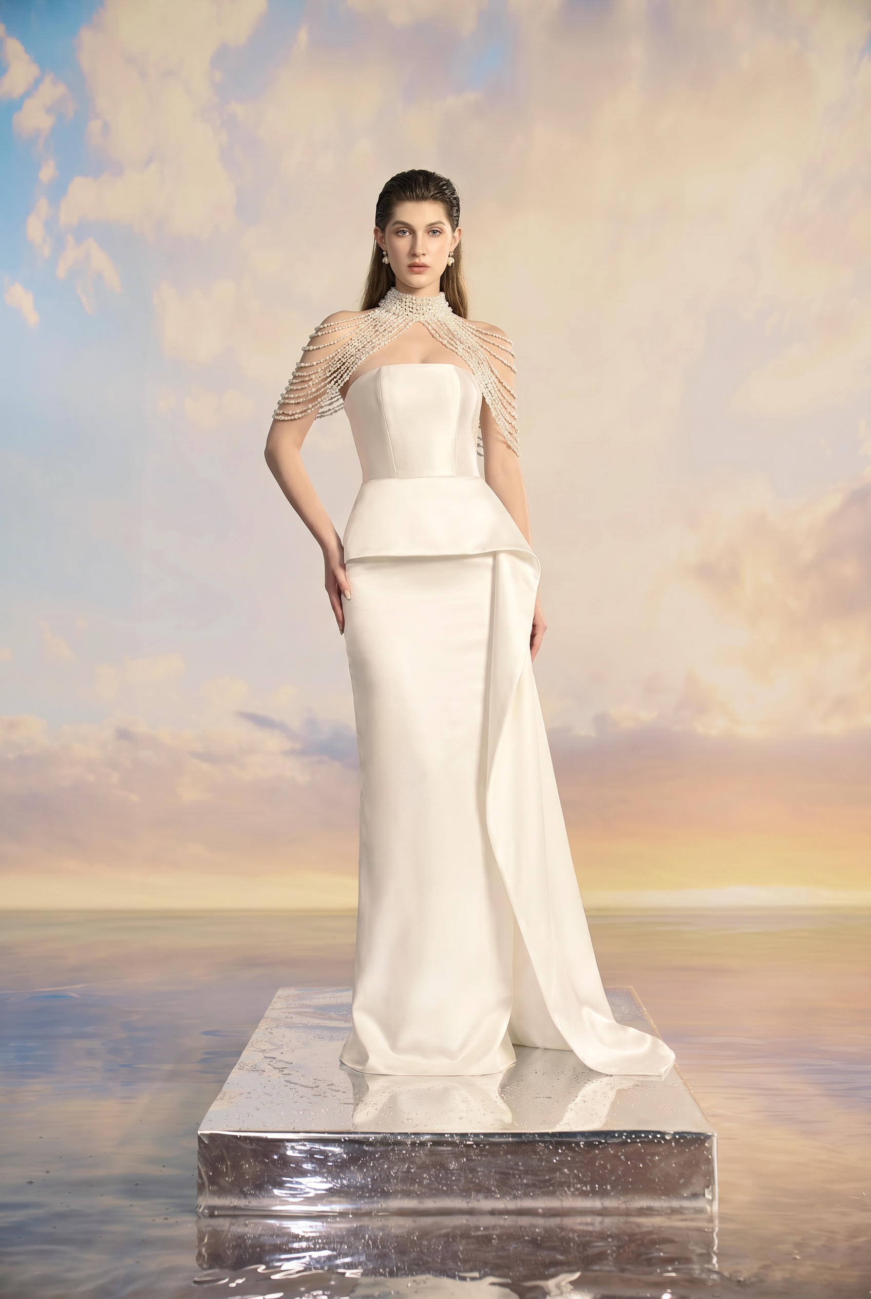 Madeline Royal Taffeta flow pearl dress