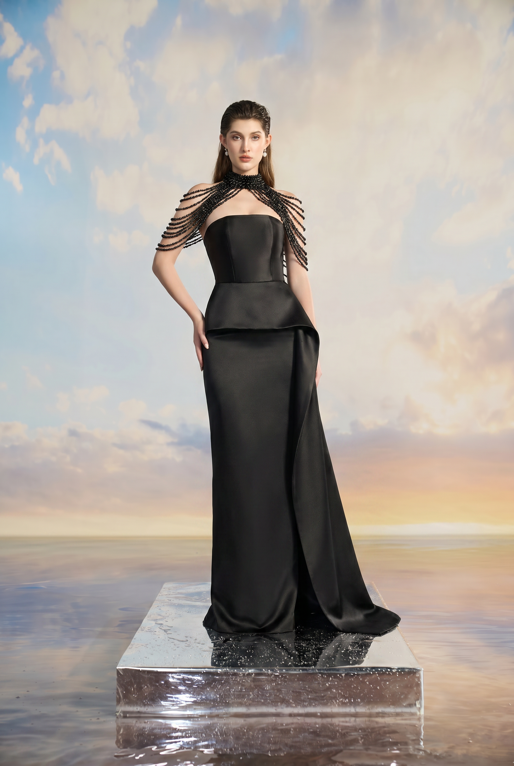 Madeline Royal Taffeta flow pearl dress