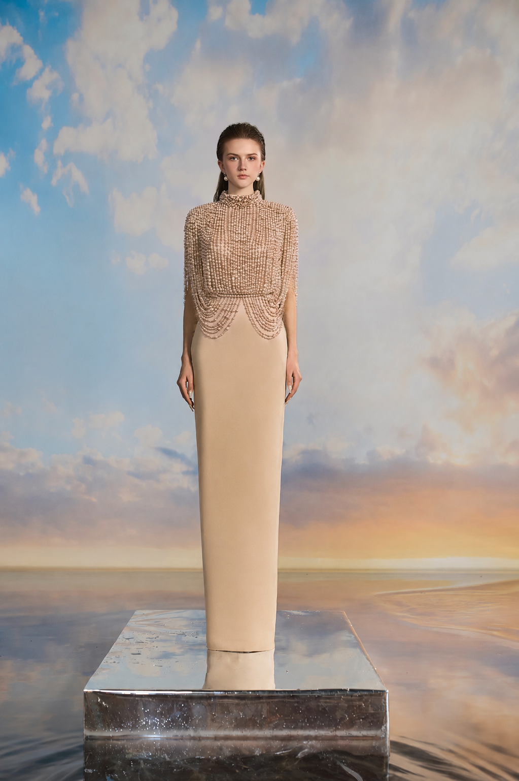 Celine Pearl mixed Luxury Taffeta dress