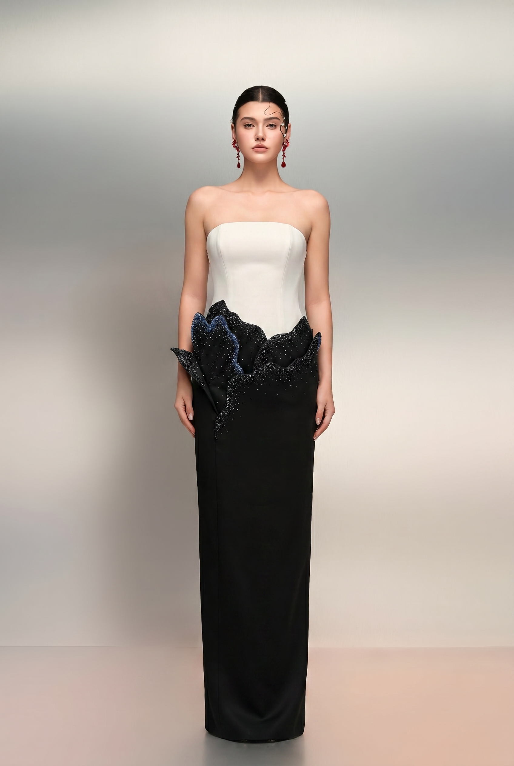 Shamsa crepe and silk taffeta dress