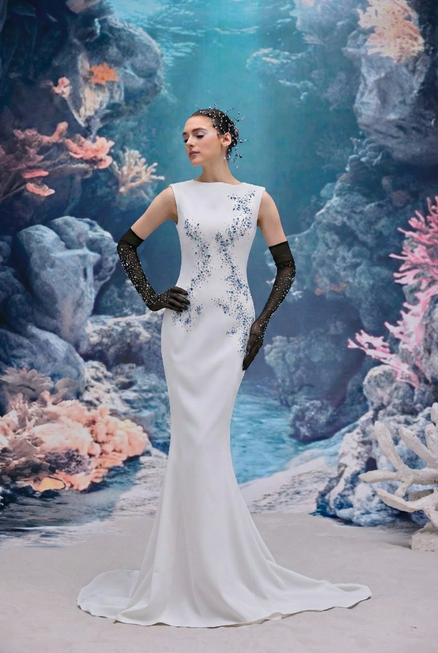 Leona Crepe Dress & Vellana Tulle Gloves