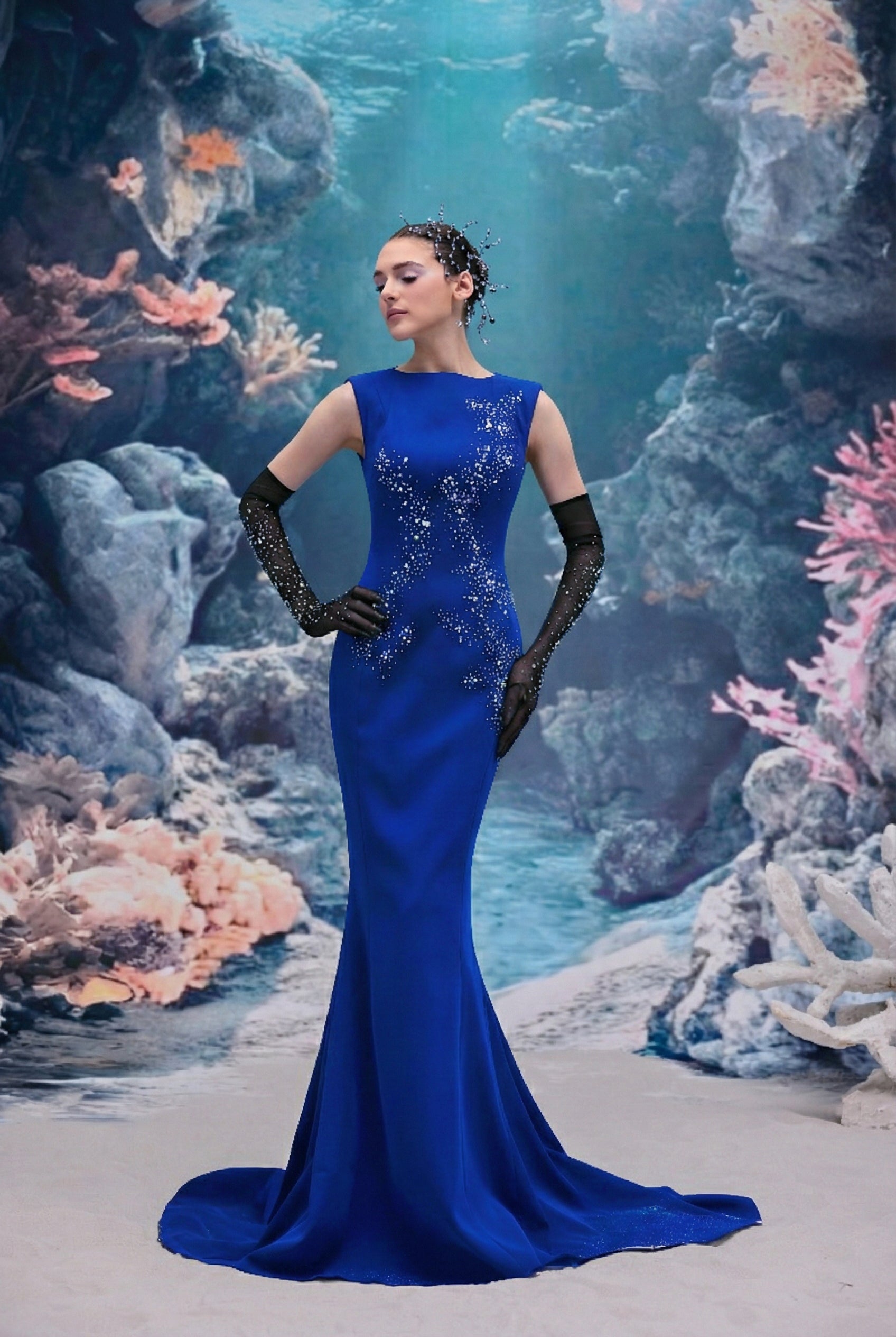 Leona Crepe Dress & Vellana Tulle Gloves