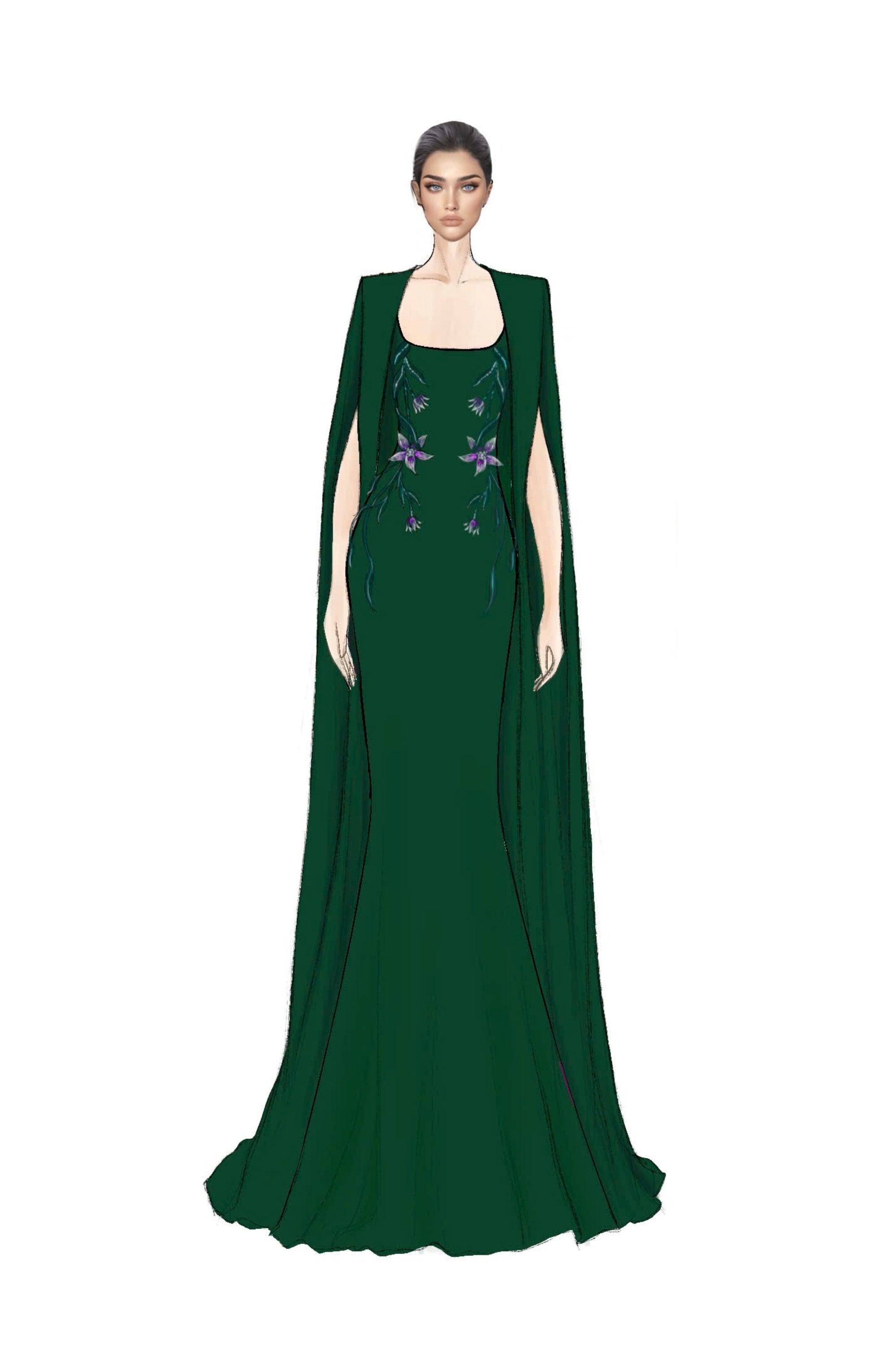 Asma crepe dress & Najla crepe cape