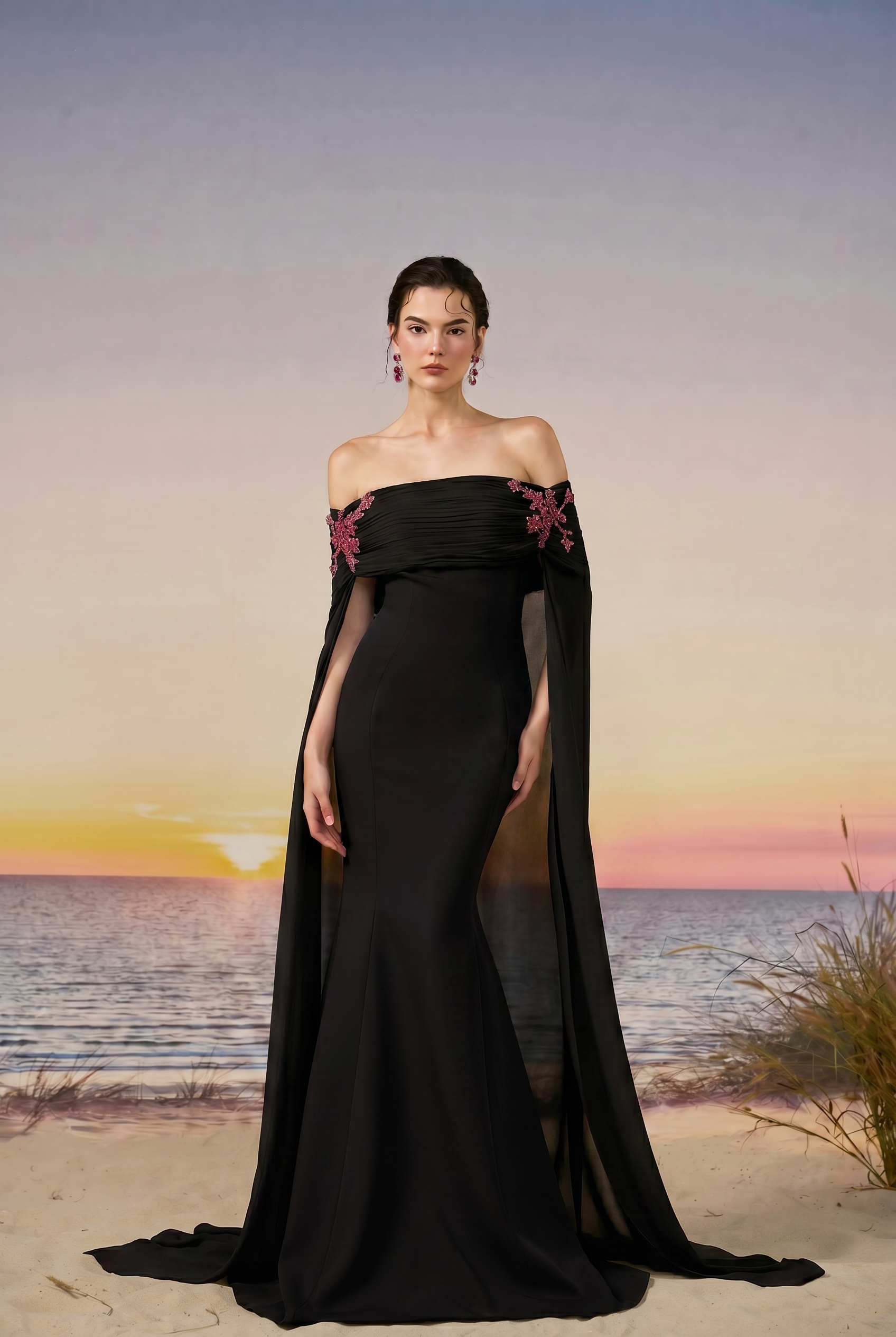 Vana crepe & chiffon dress