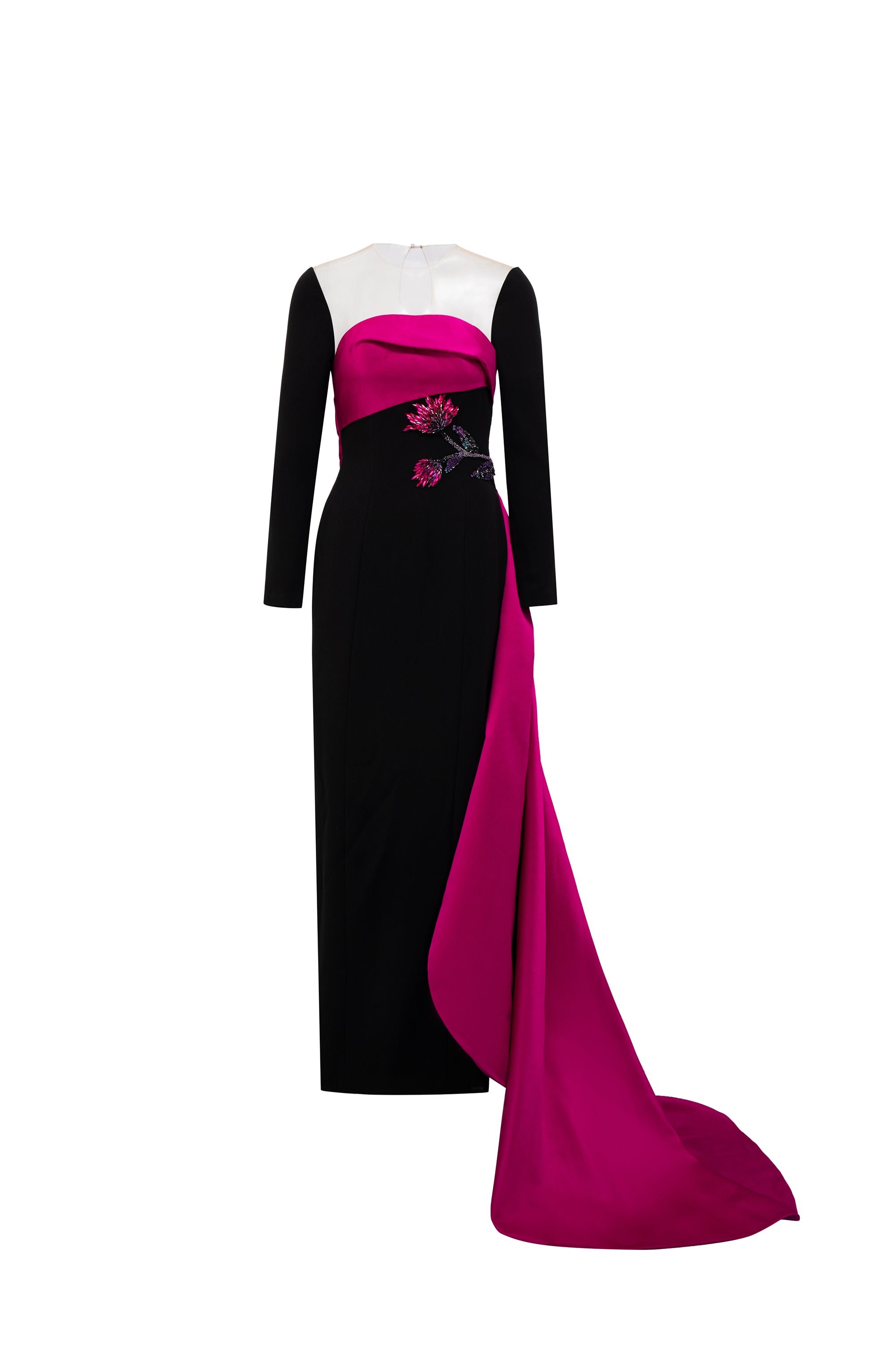 Farbiyoun crepe and royal taffeta dress