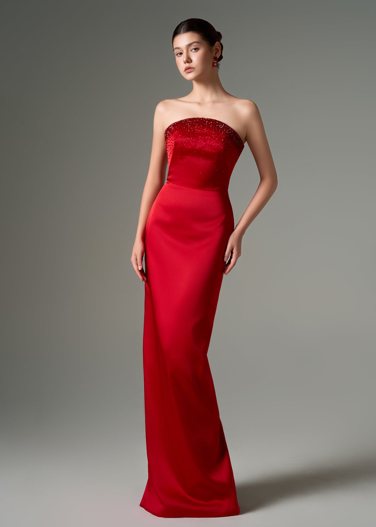 Yasmin silk taffeta strapless bodycon dress