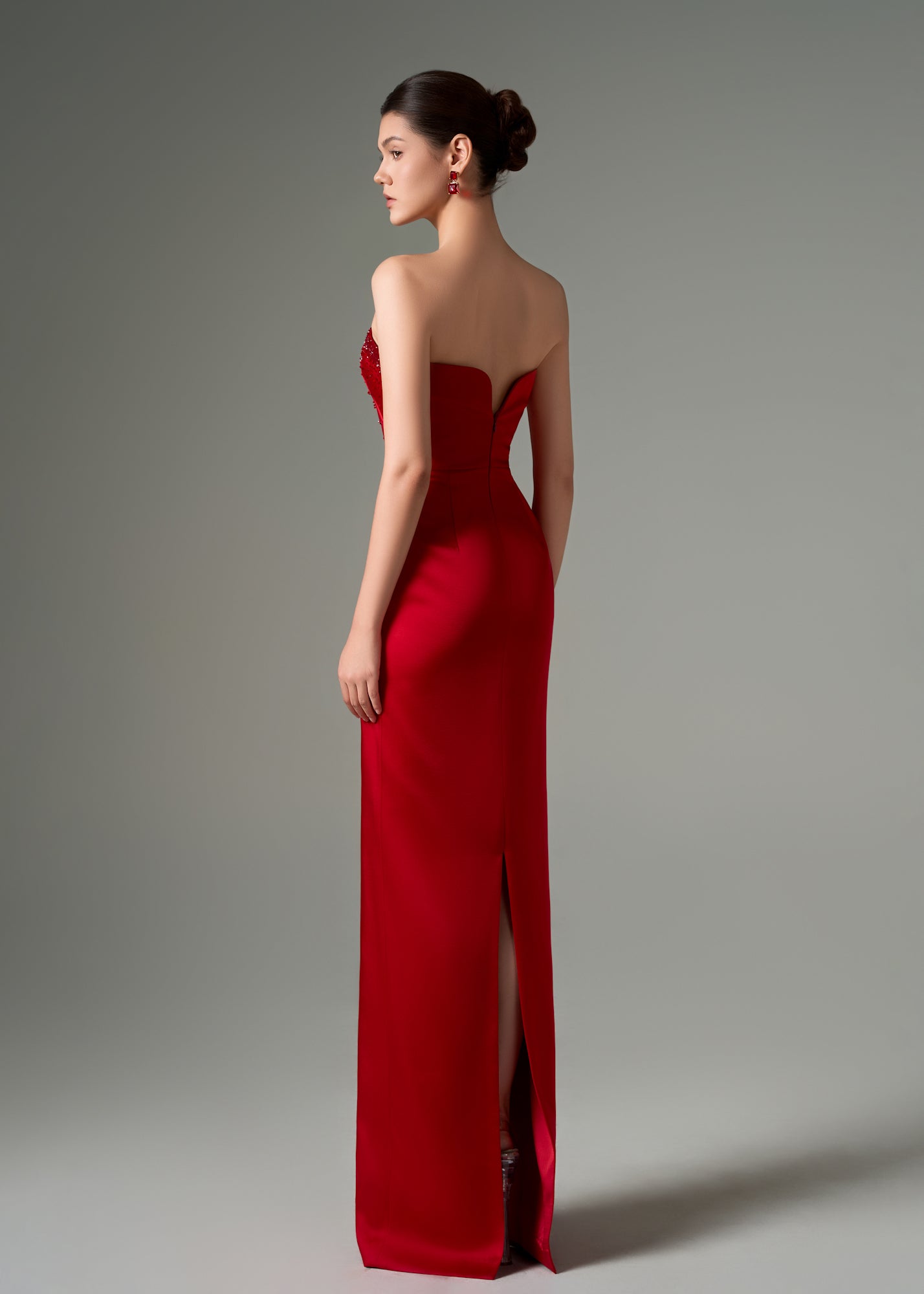 Yasmin silk taffeta strapless bodycon dress