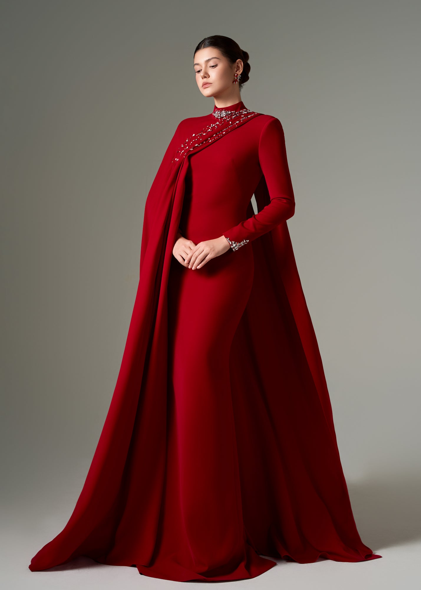 Shirin crepe high neck dress