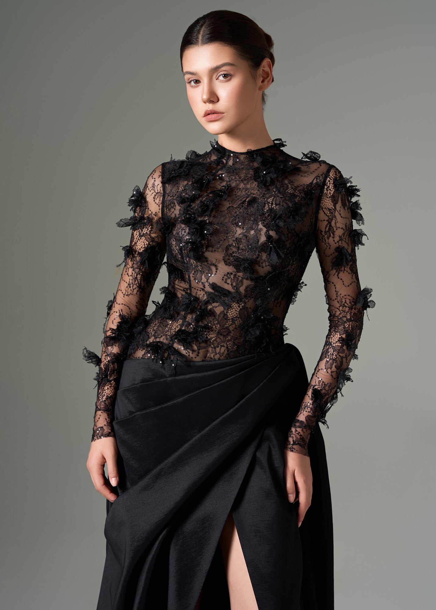 Roxana floral lace and taffeta dress