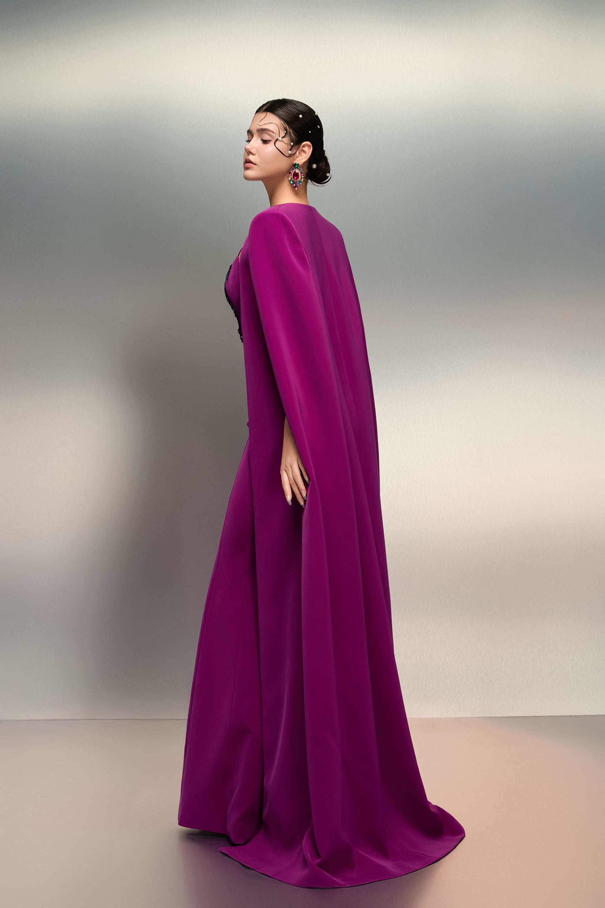 Asma crepe dress & Najla crepe cape