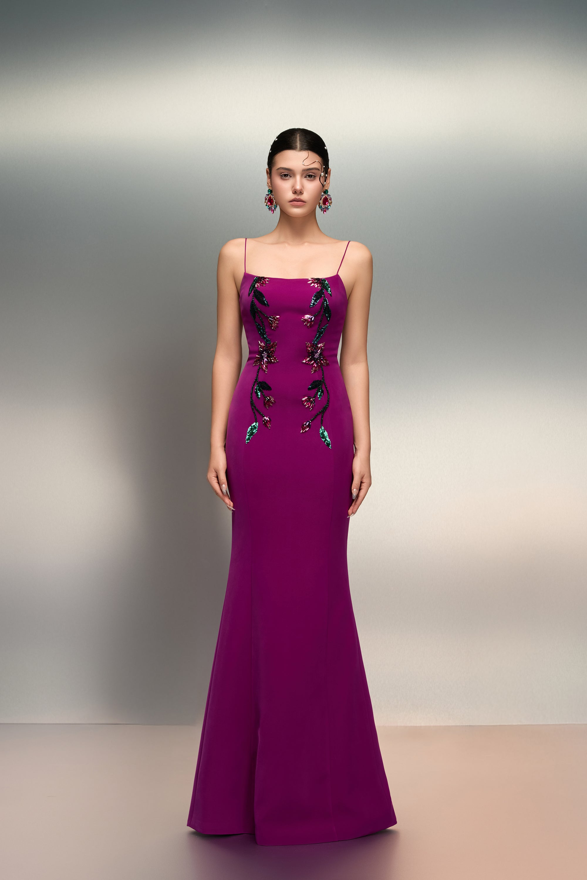 Asma crepe dress & Najla crepe cape