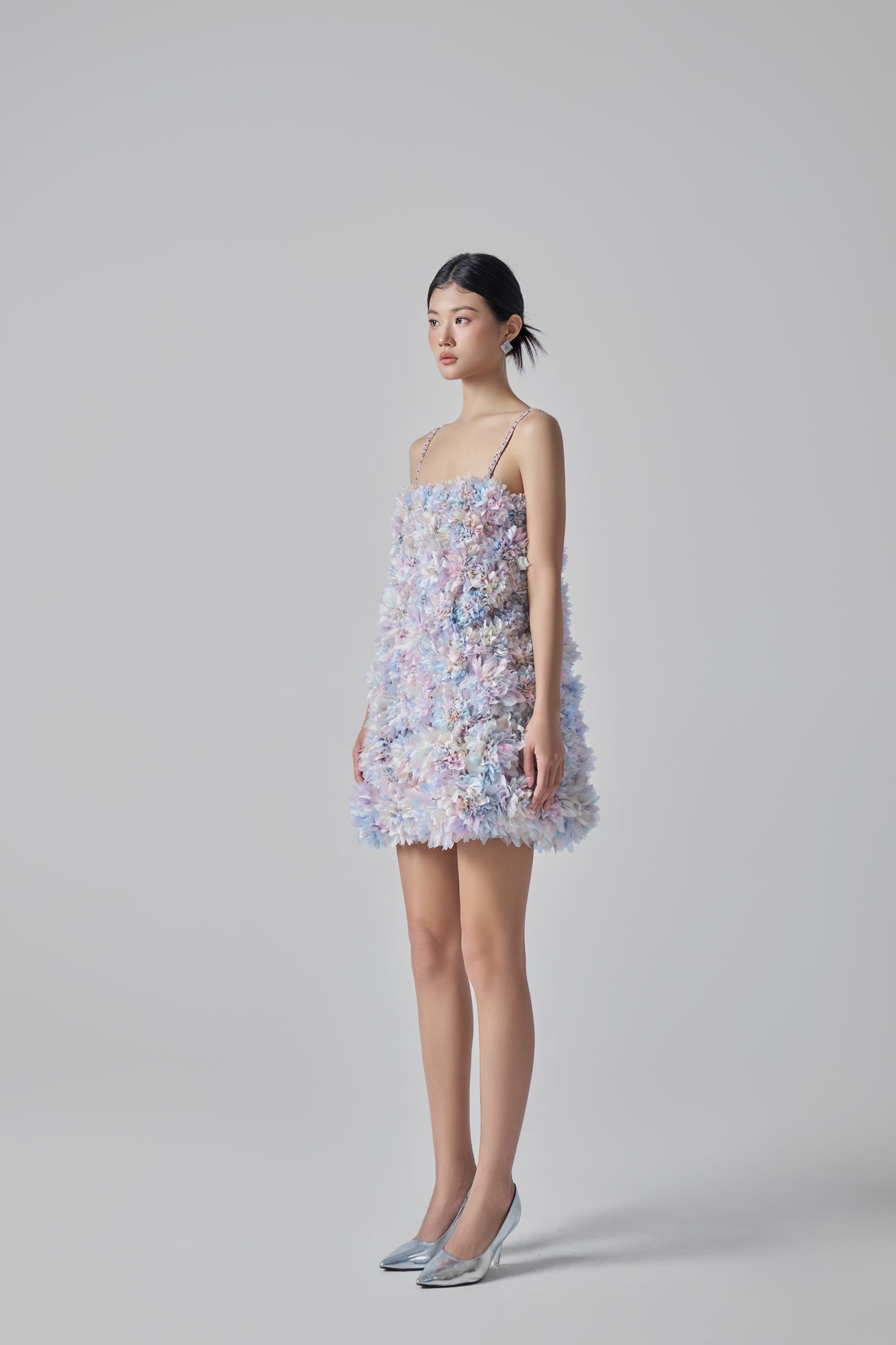 Daniela shiny silk handmade flower dress