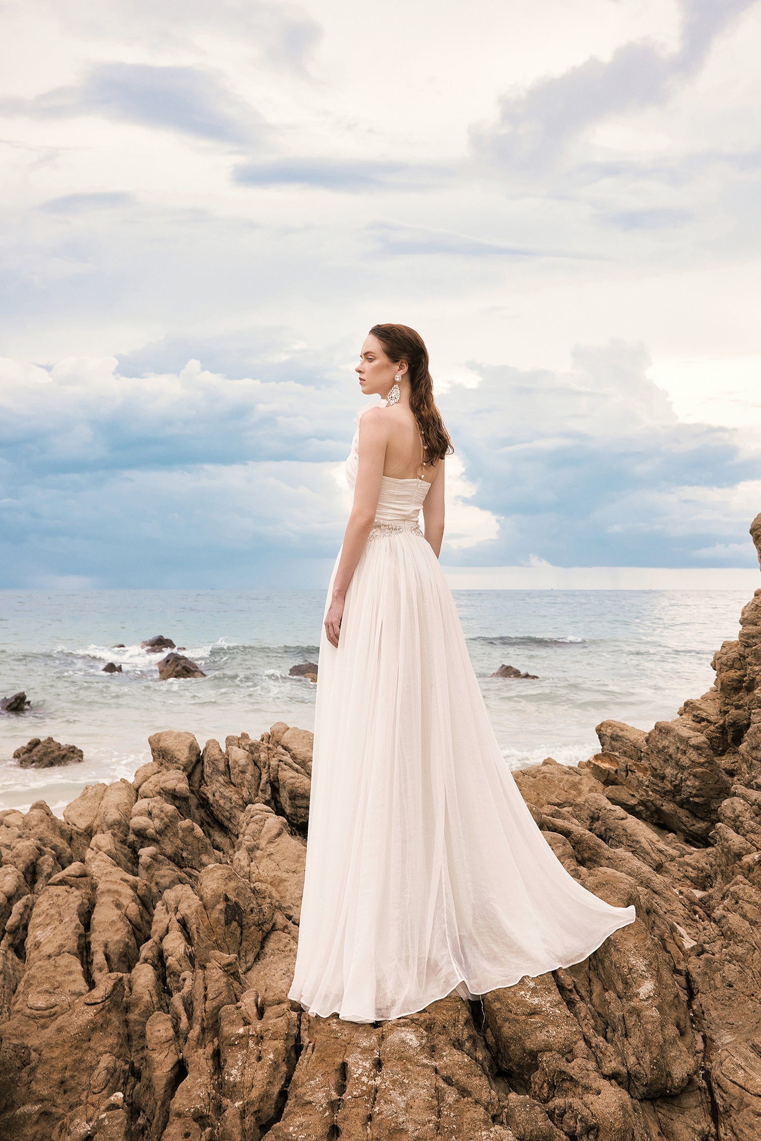 Keilley shiny silk Coral dress