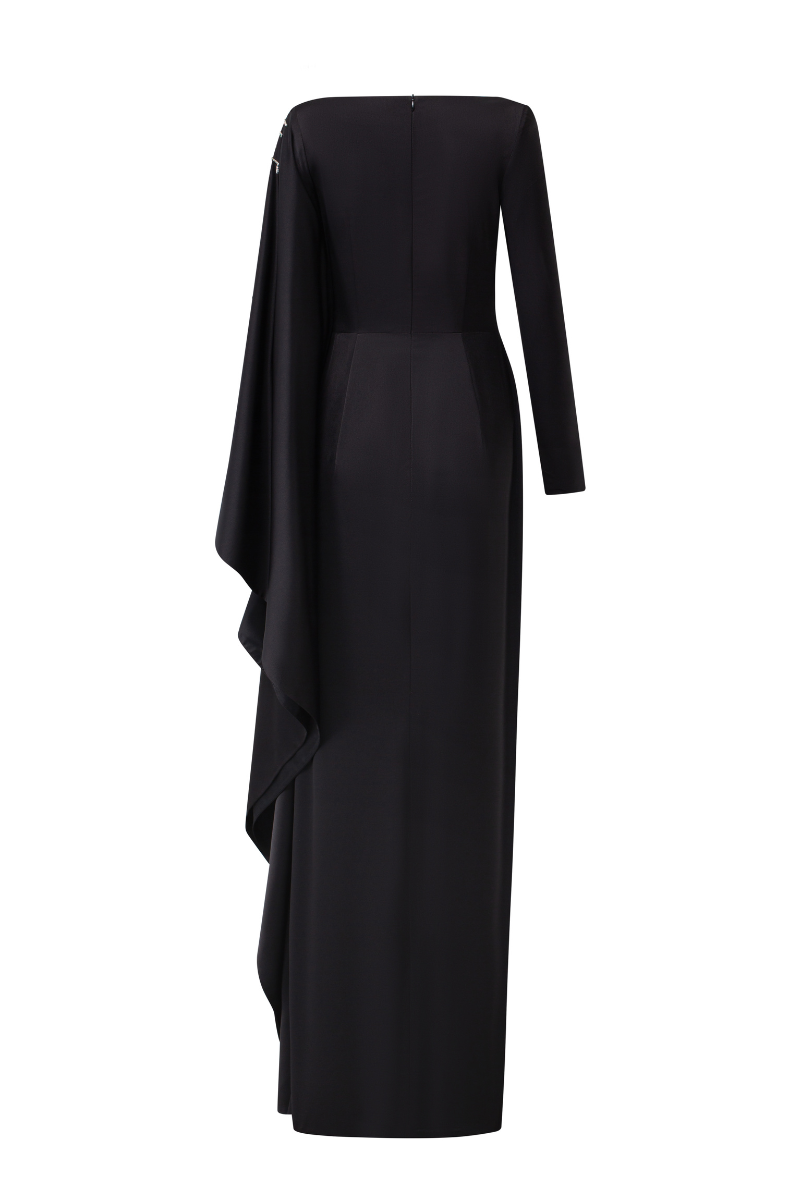 Valentina silk satin feather dress