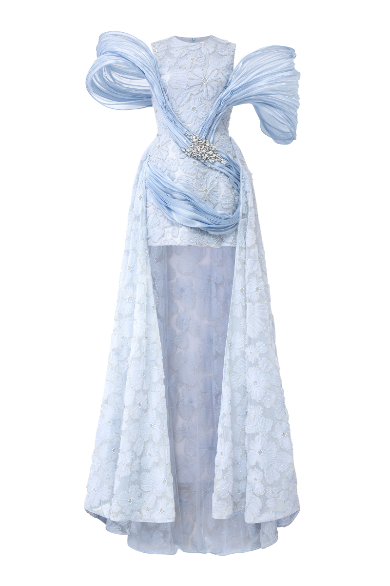 Susan 3D floral lace mix Coral dress