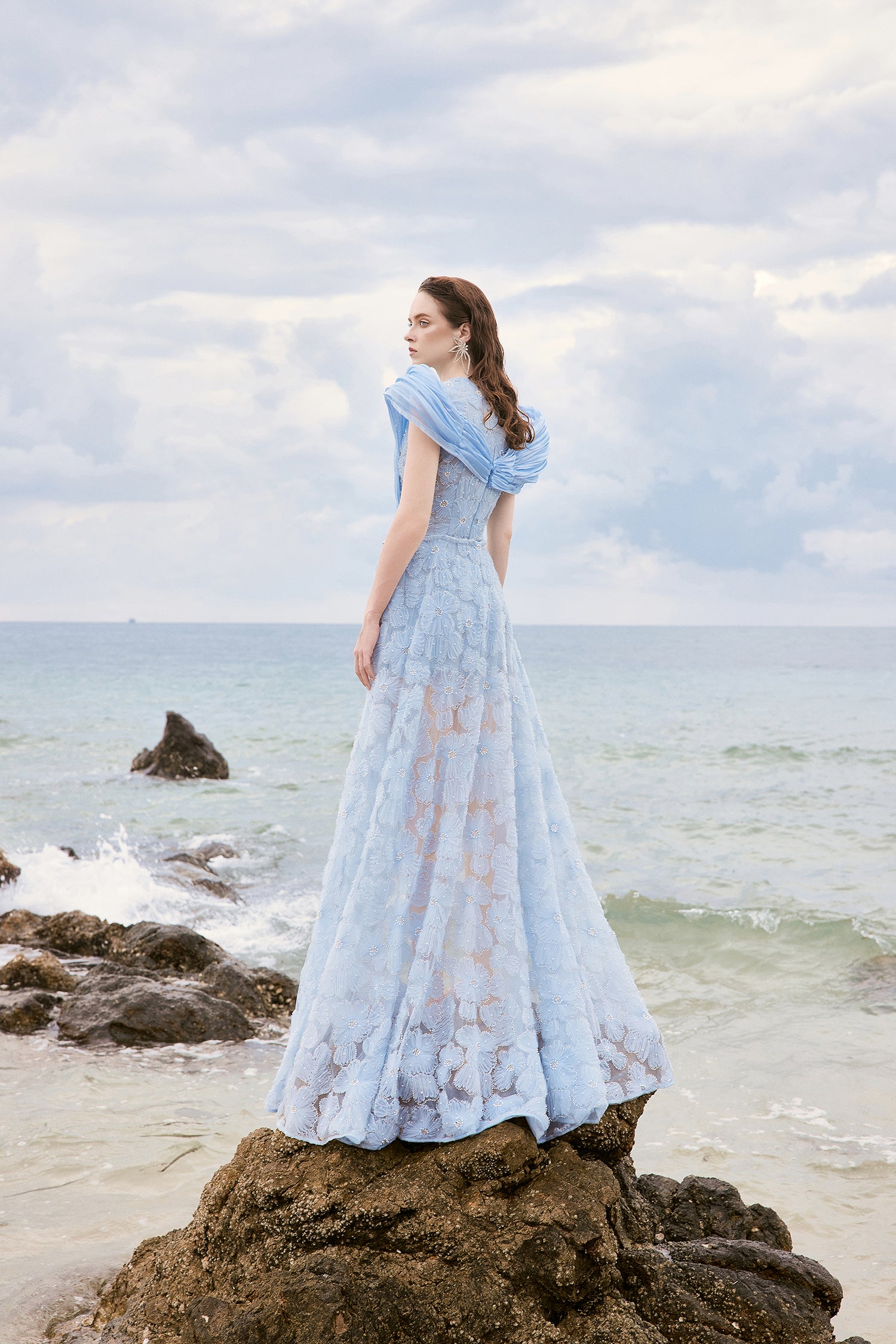 Susan 3D floral lace mix Coral dress