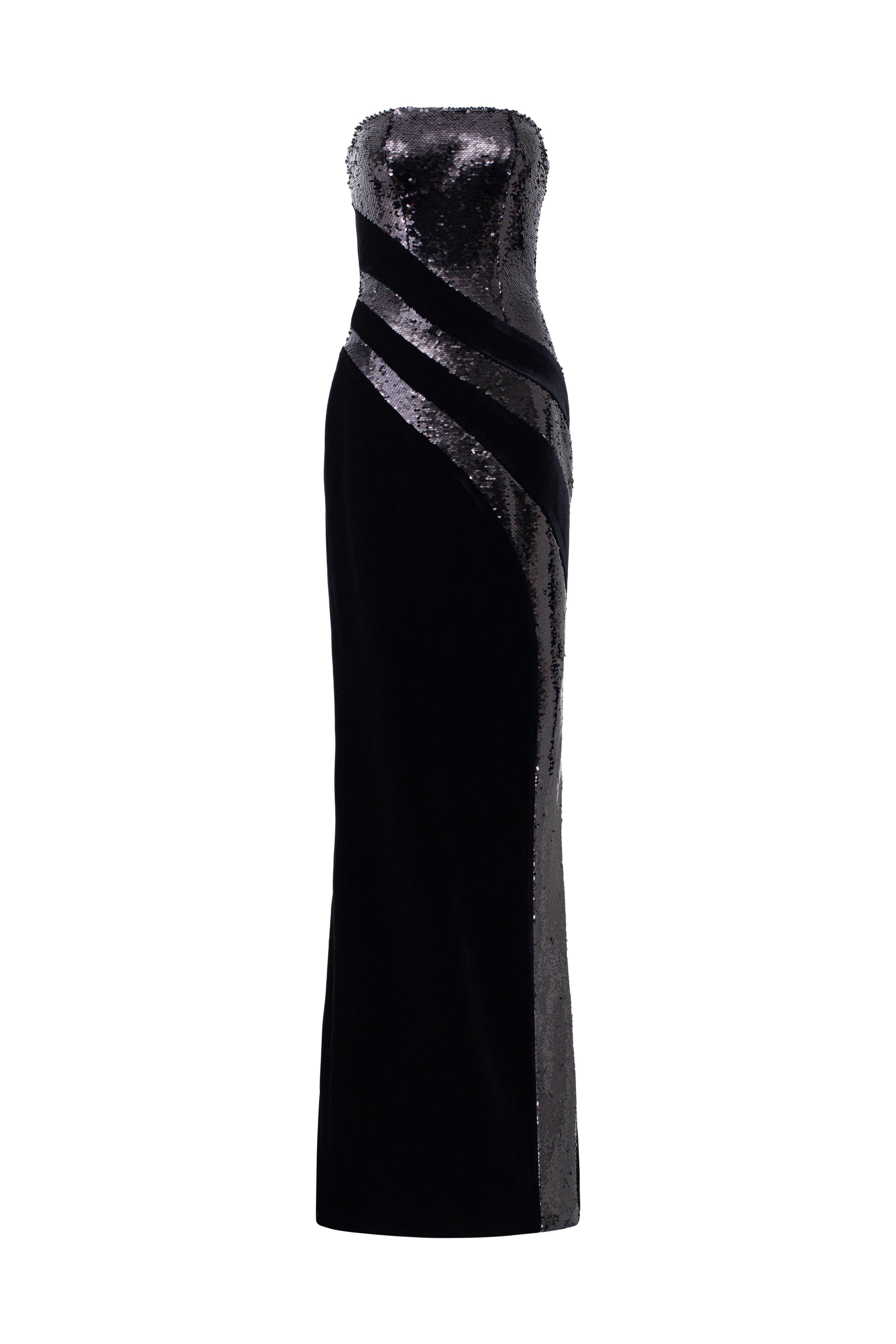 Charlotte Velvet flow sequins dress with cape