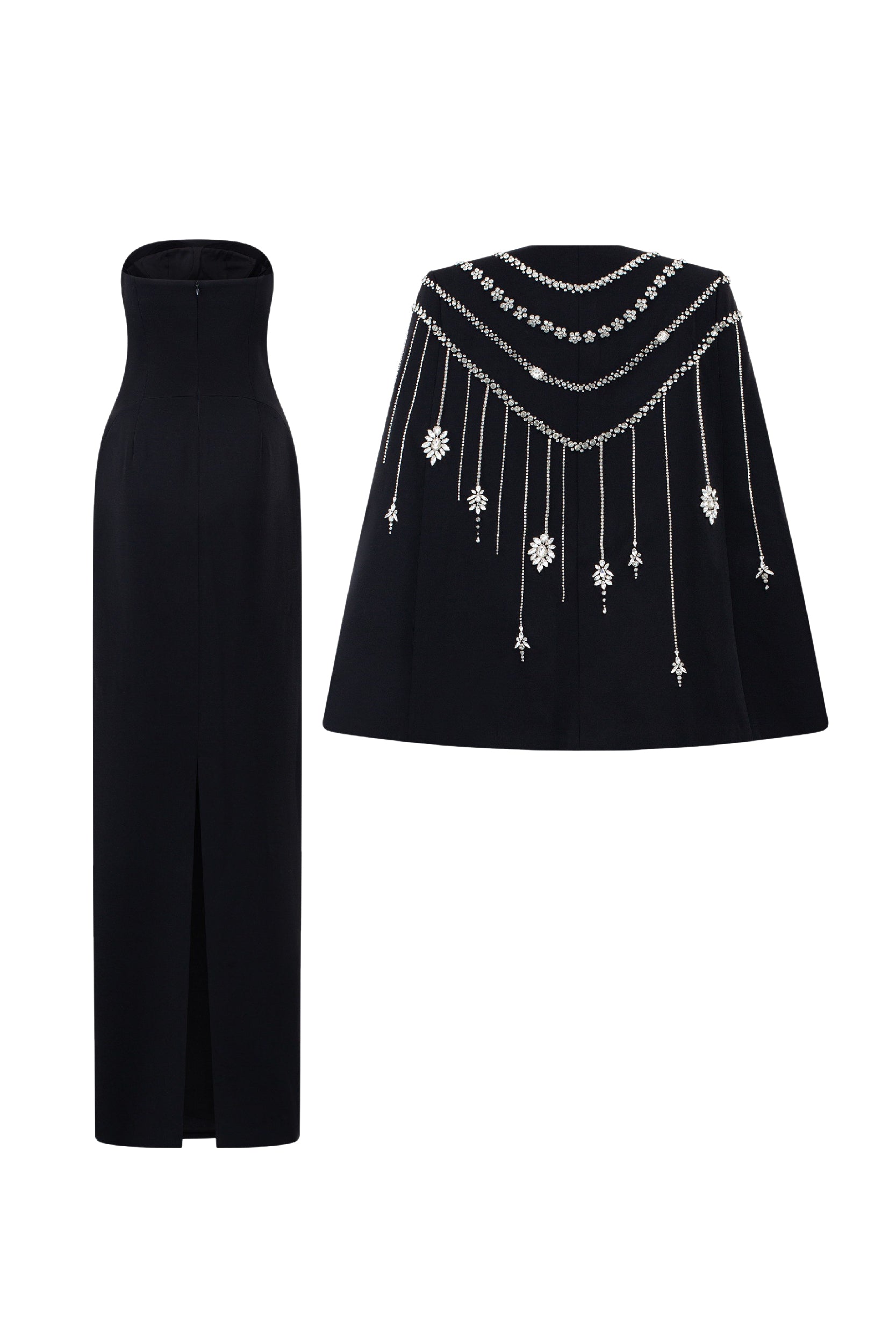 Andrea Crepe chest cup dress with cape
