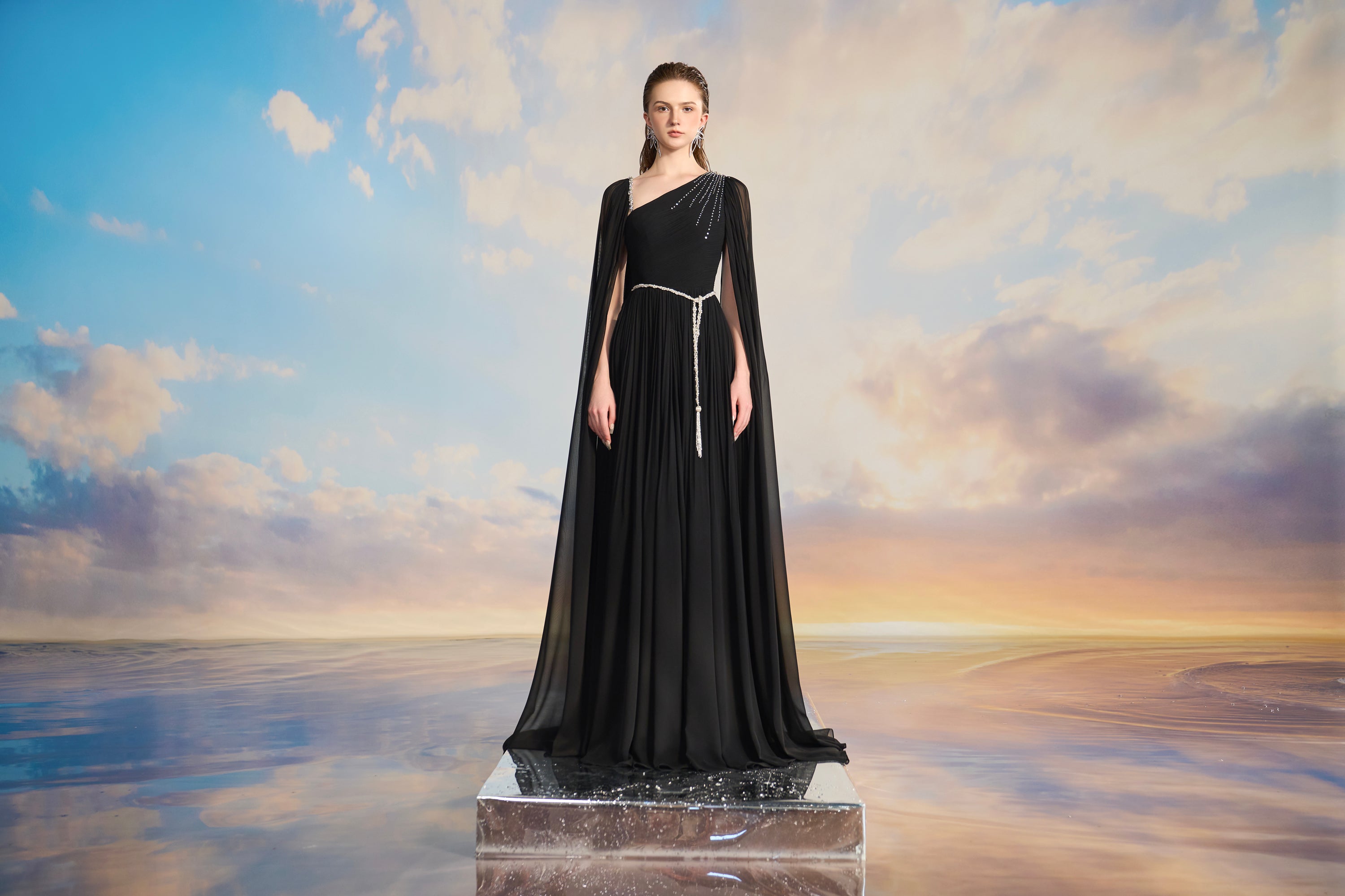 Xavia Chiffon pleated dress