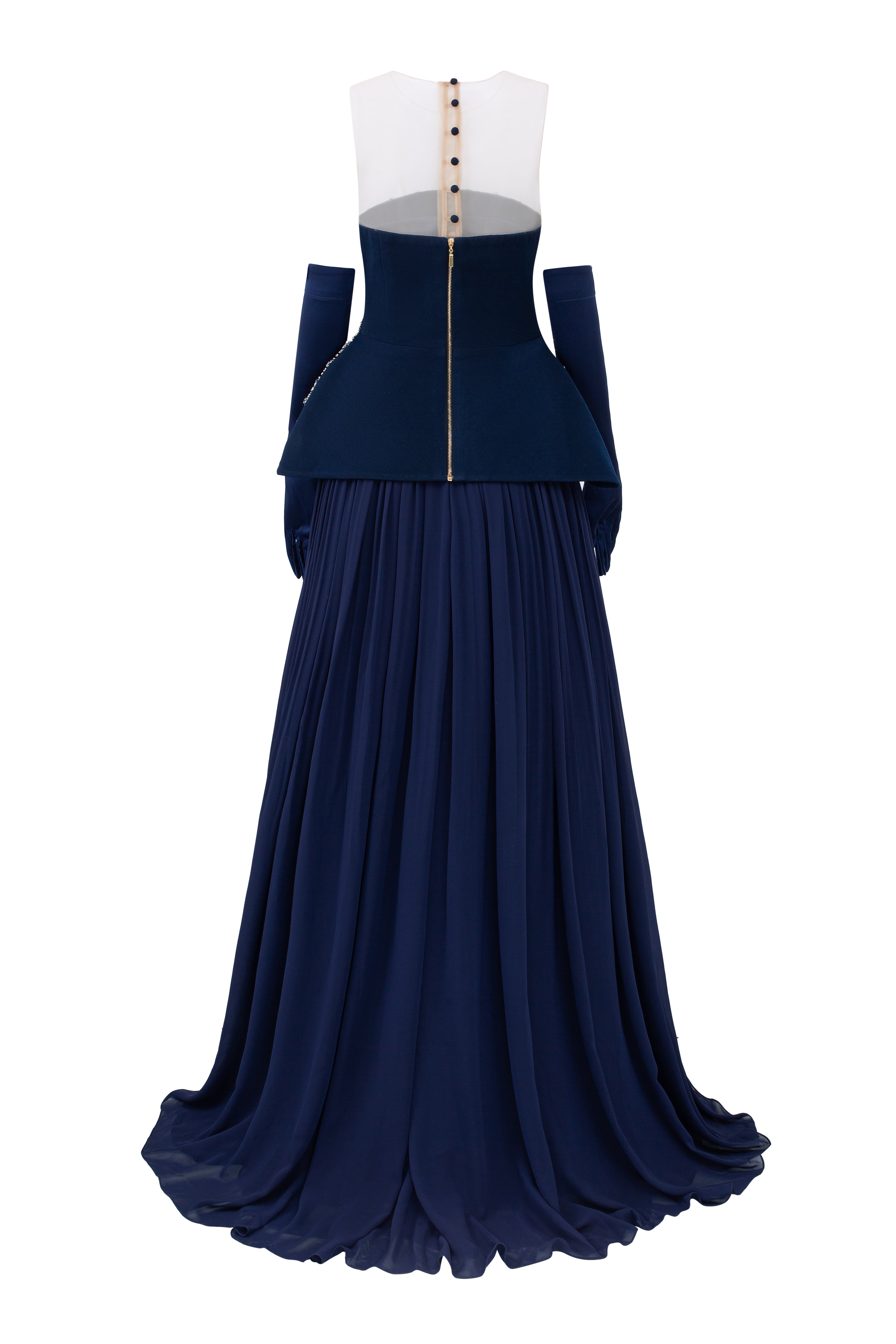 Taylor Crepe mixed Chiffon Flared dress