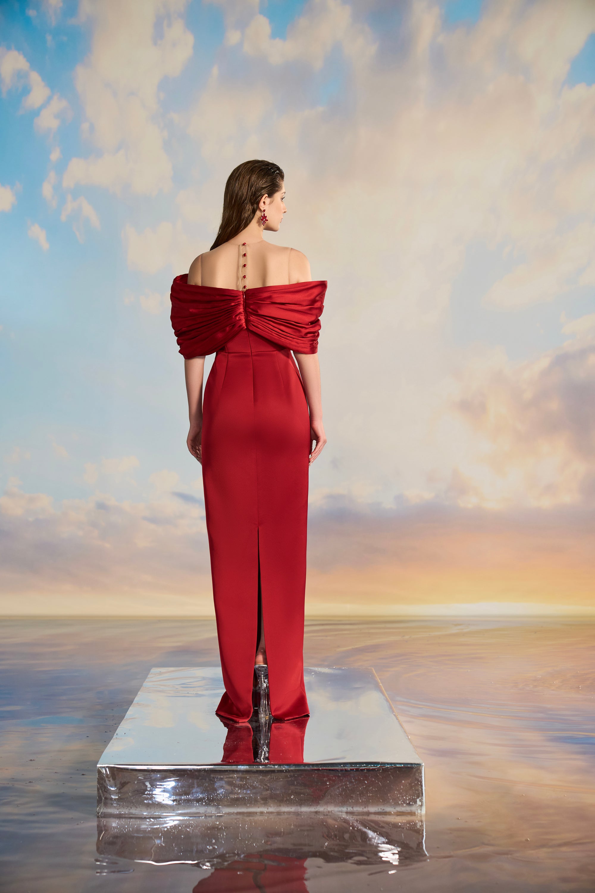 Jennie Royal Taffeta off shoulder dress