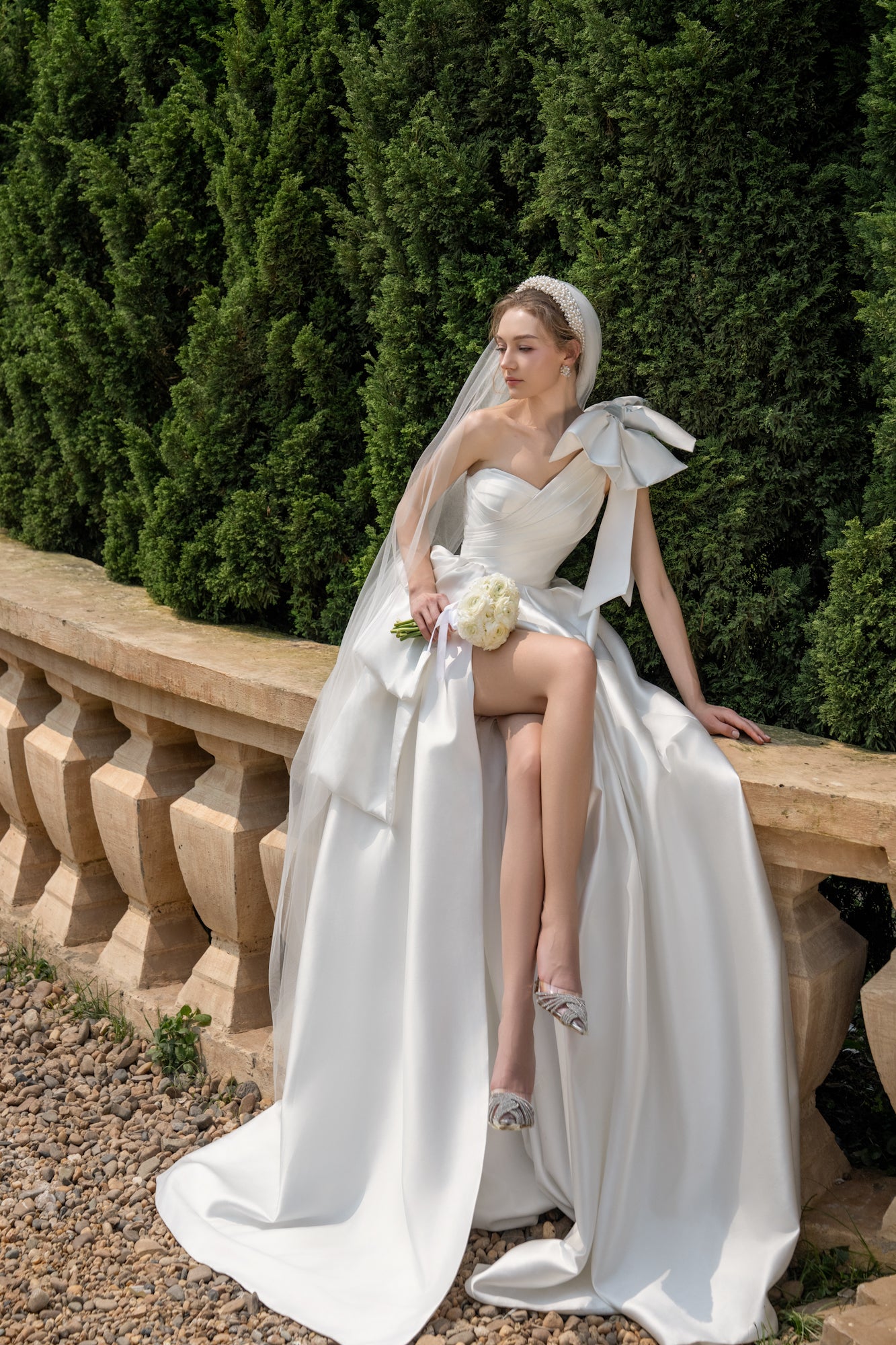 Ethelbert Taffeta bow tie dress
