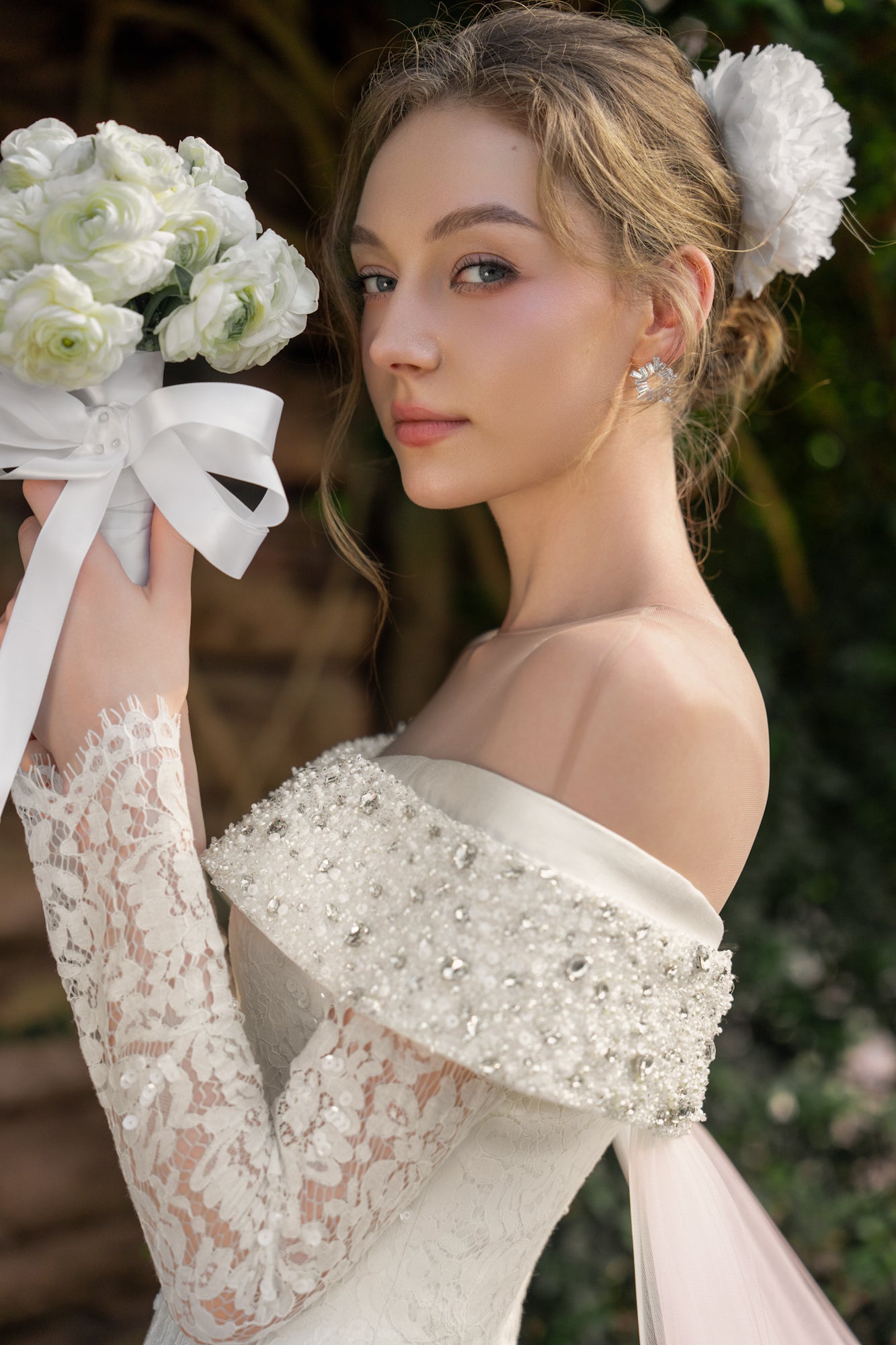 Anastasia floral lace crystal dress