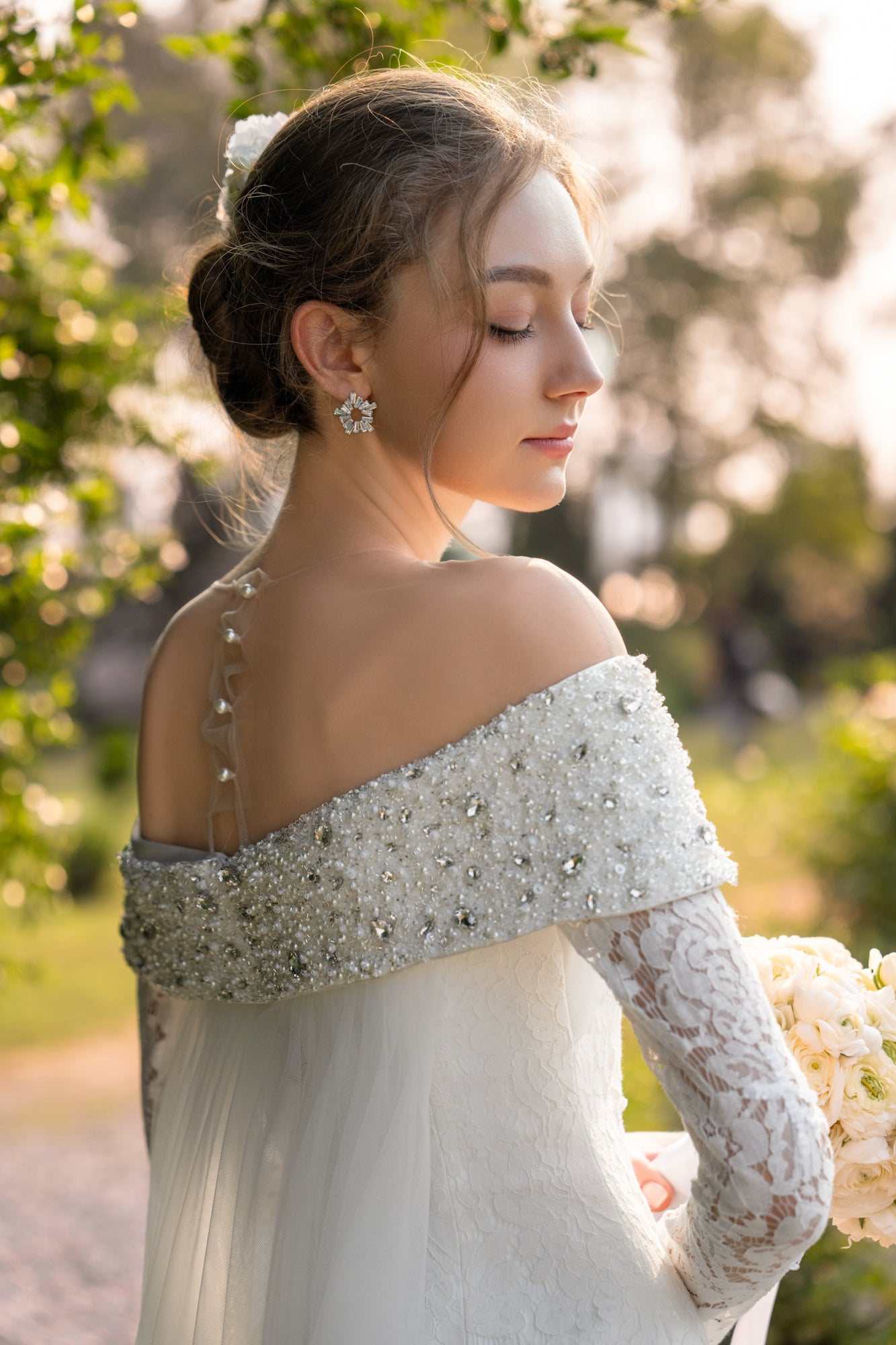 Anastasia floral lace crystal dress