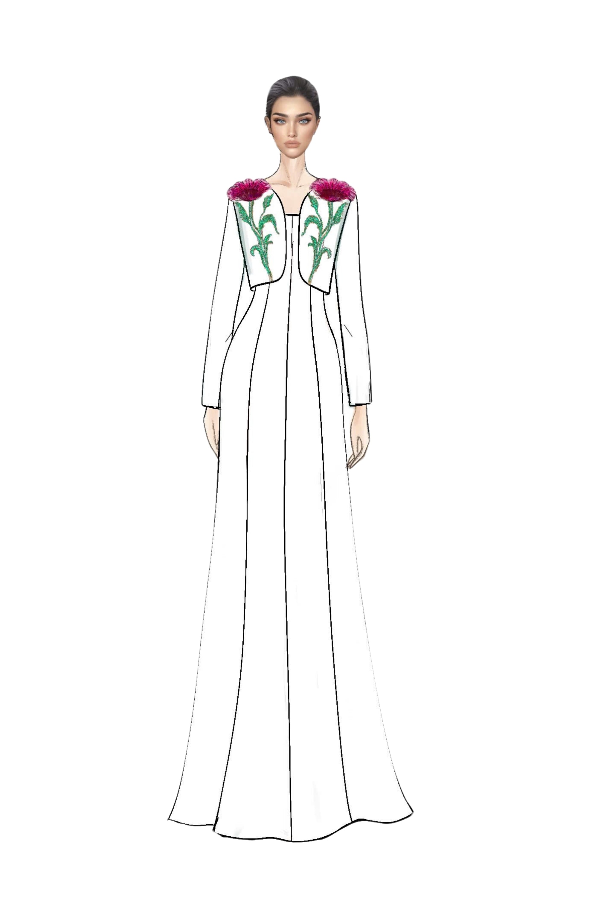 Lucie Crepe Dress with Sylvie crepe cape