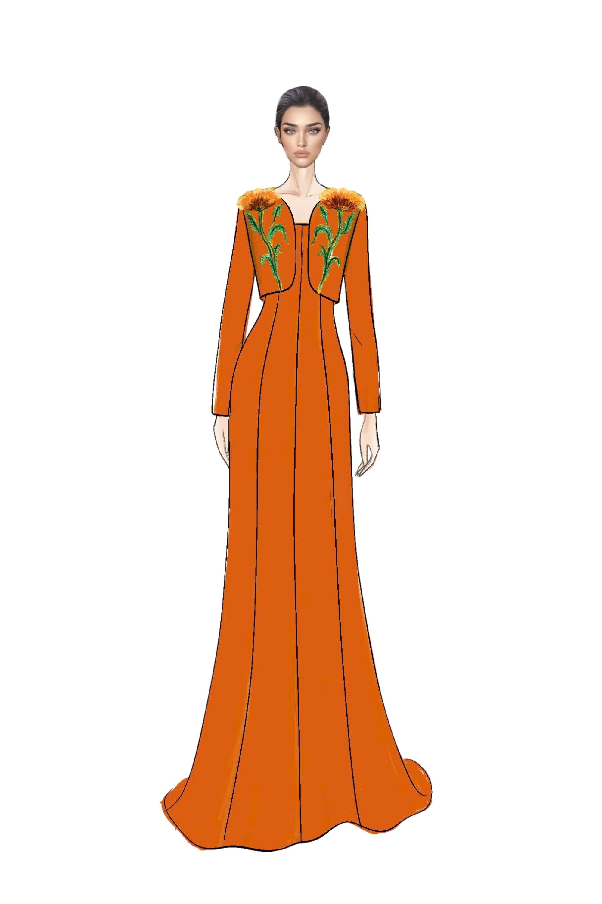 Lucie Crepe Dress with Sylvie crepe cape