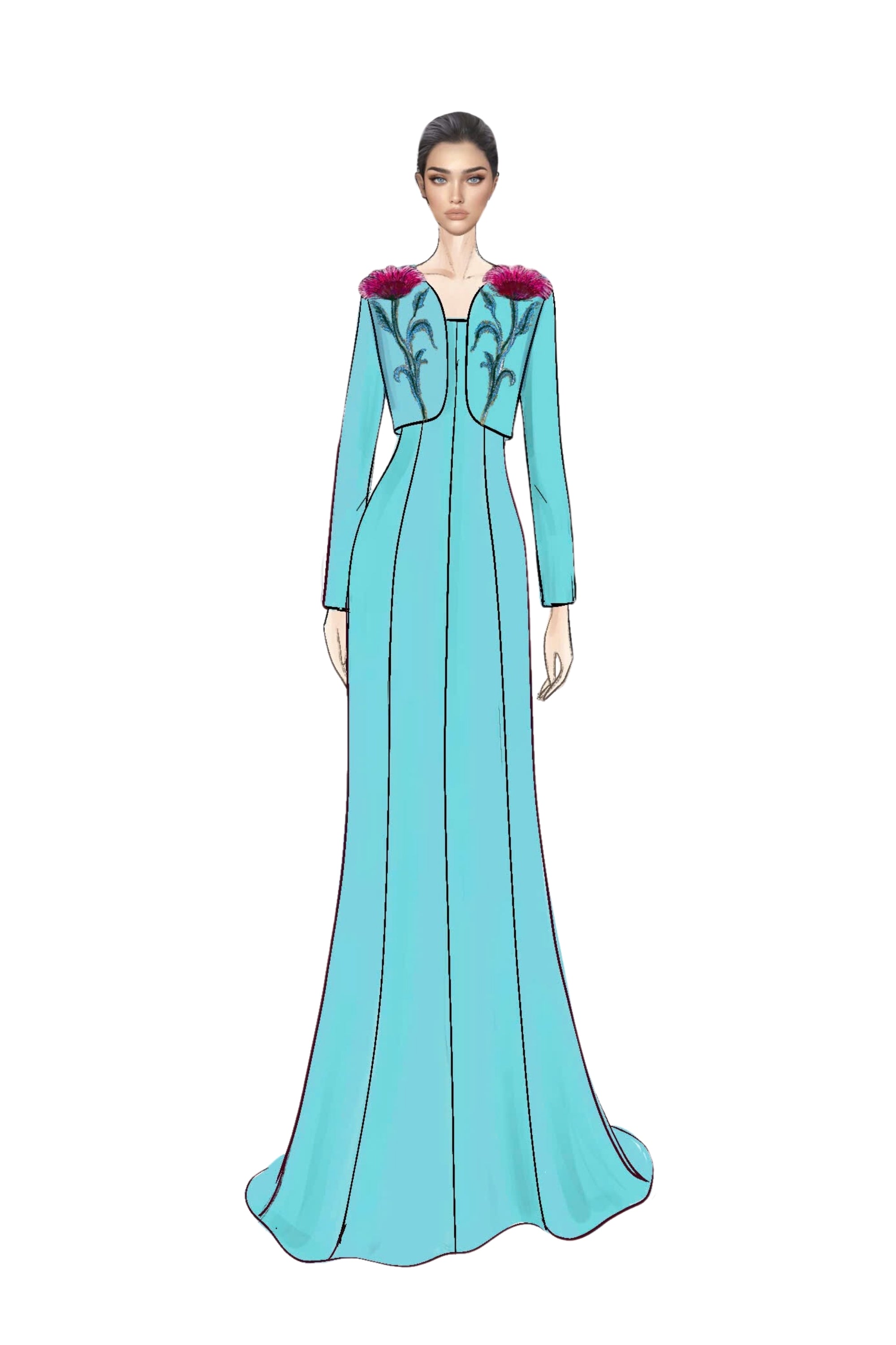 Lucie Crepe Dress with Sylvie crepe cape