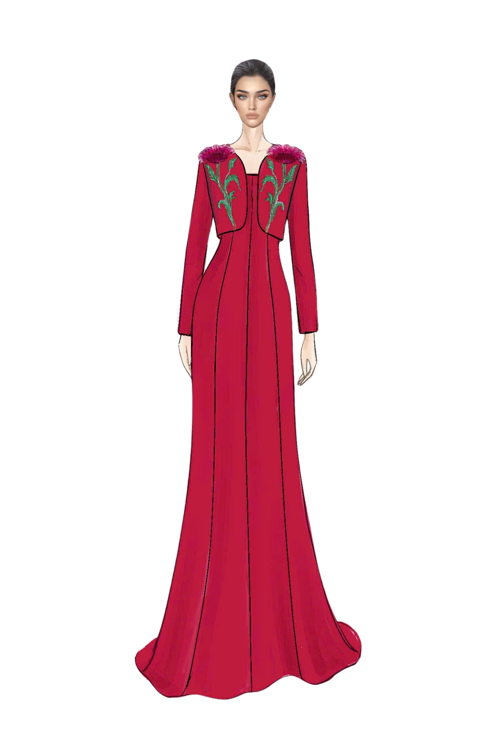 Lucie Crepe Dress with Sylvie crepe cape