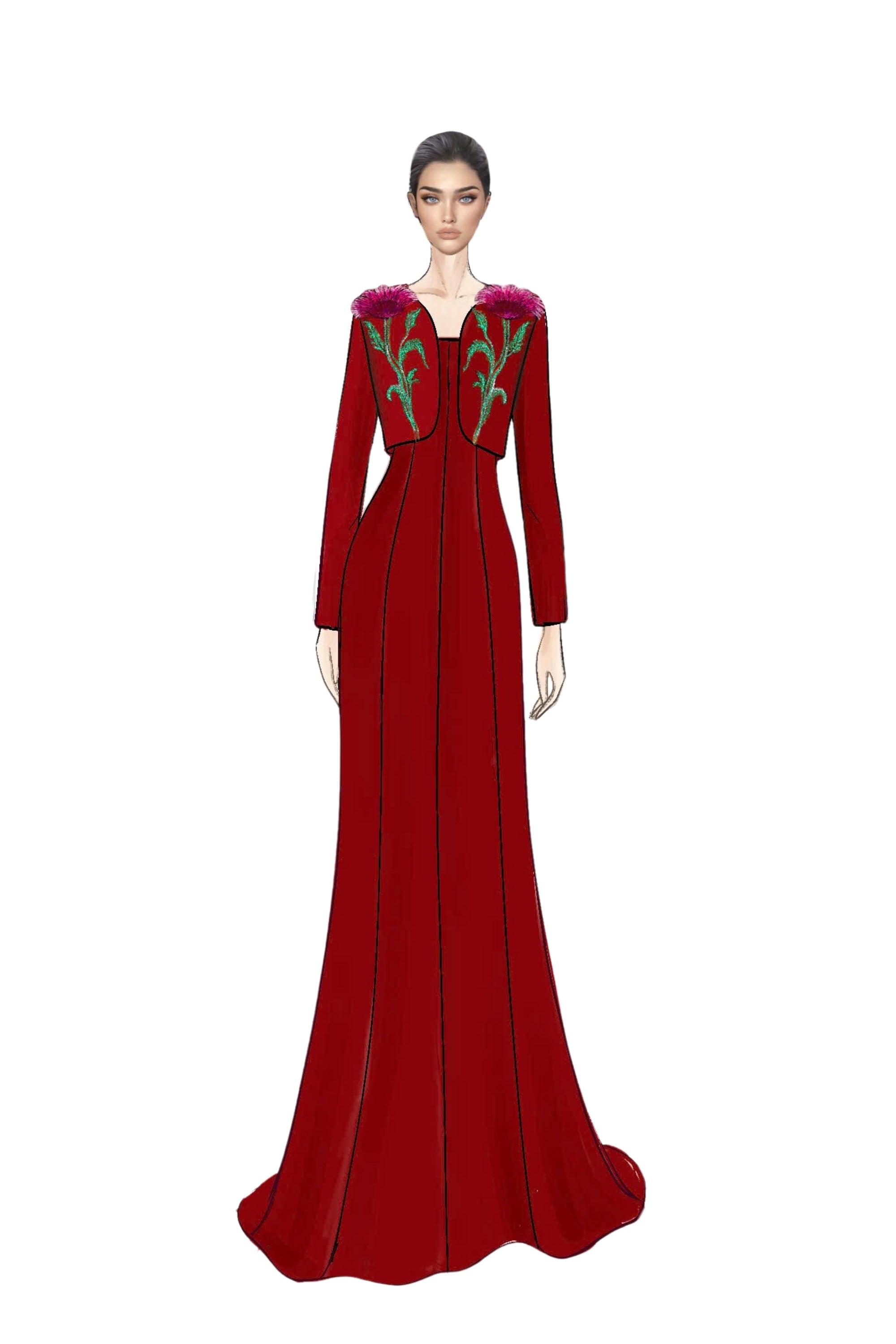 Lucie Crepe Dress with Sylvie crepe cape