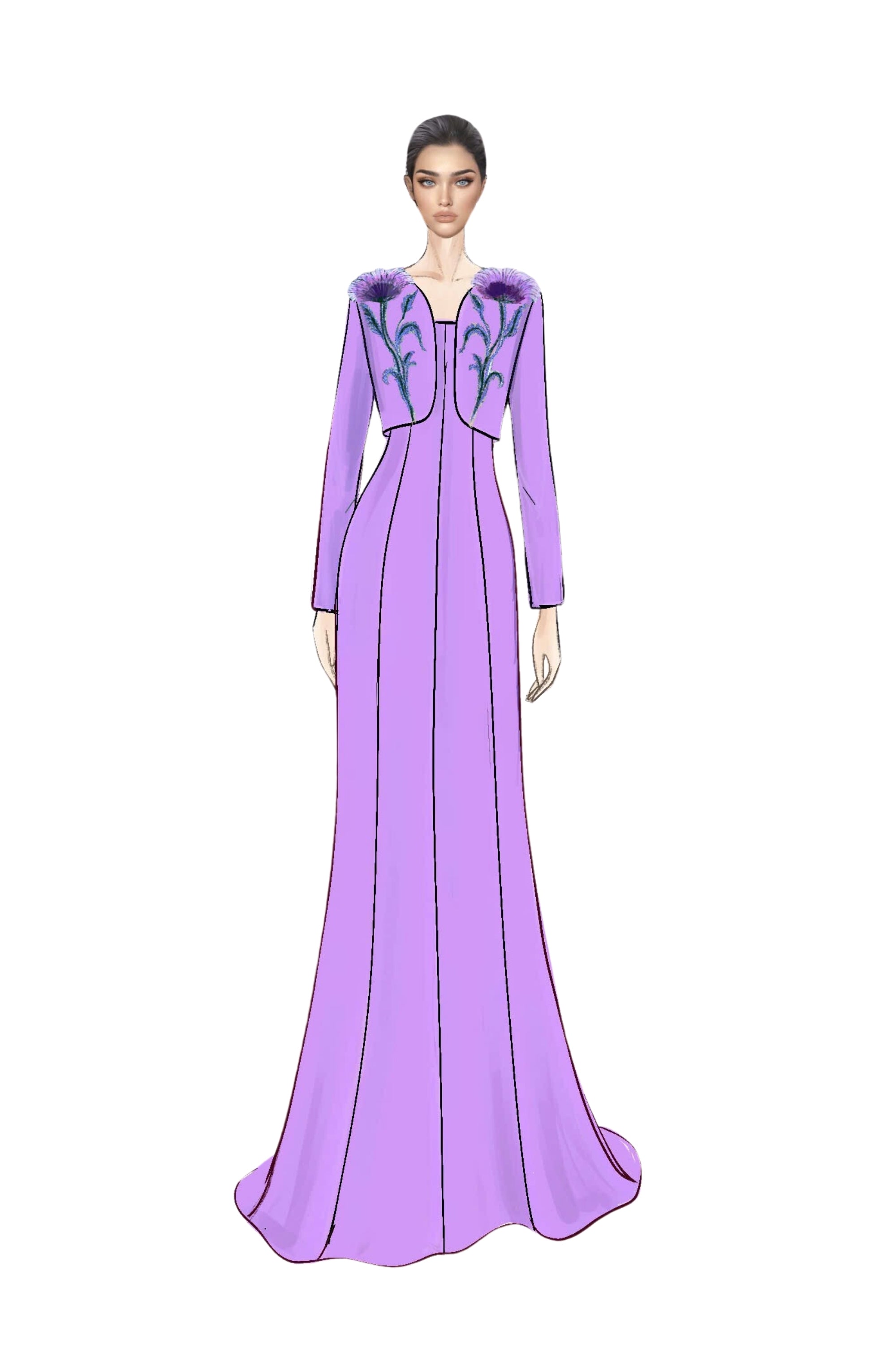 Lucie Crepe Dress with Sylvie crepe cape