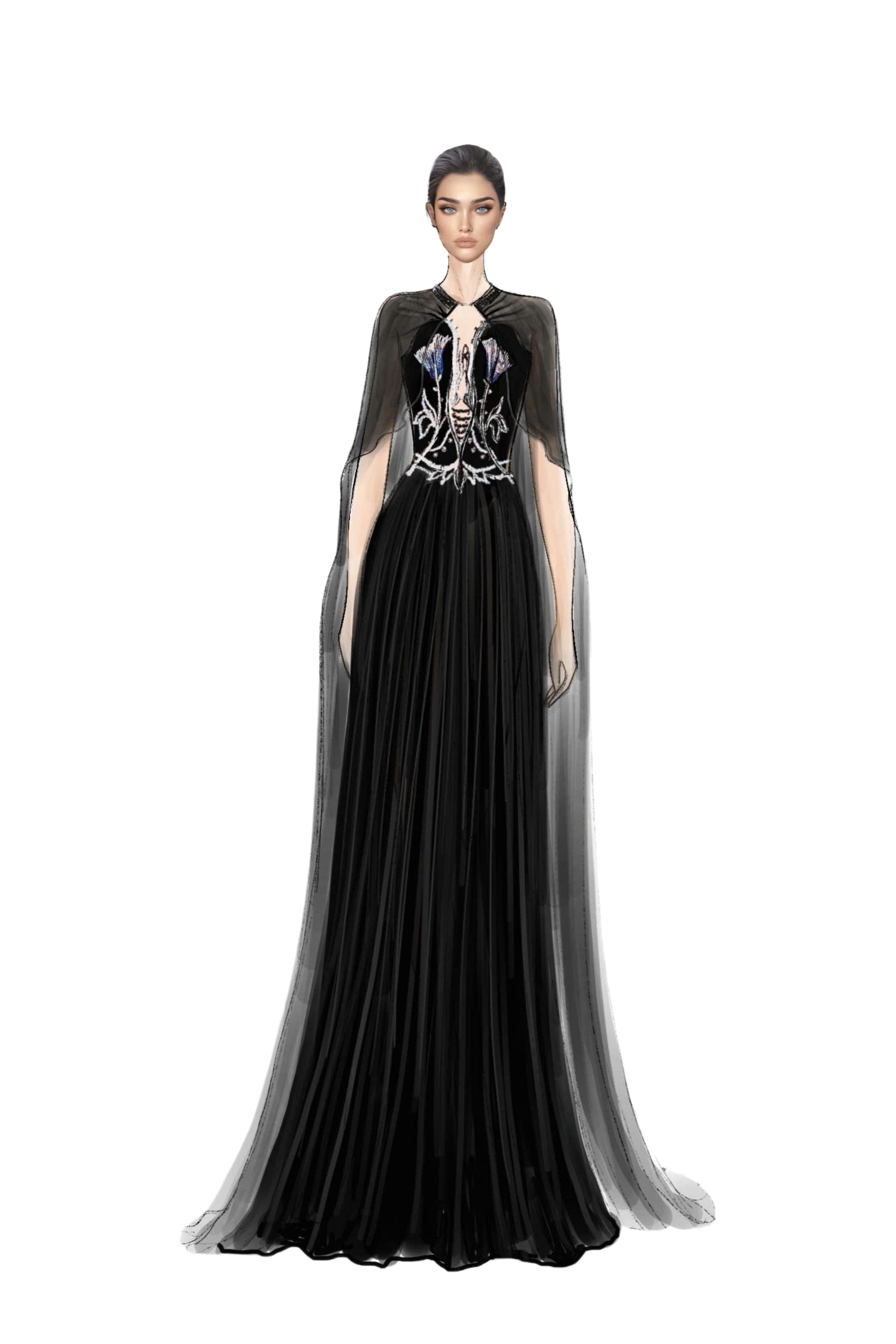 Clarissee Silk Taffeta and Chiffon Dress