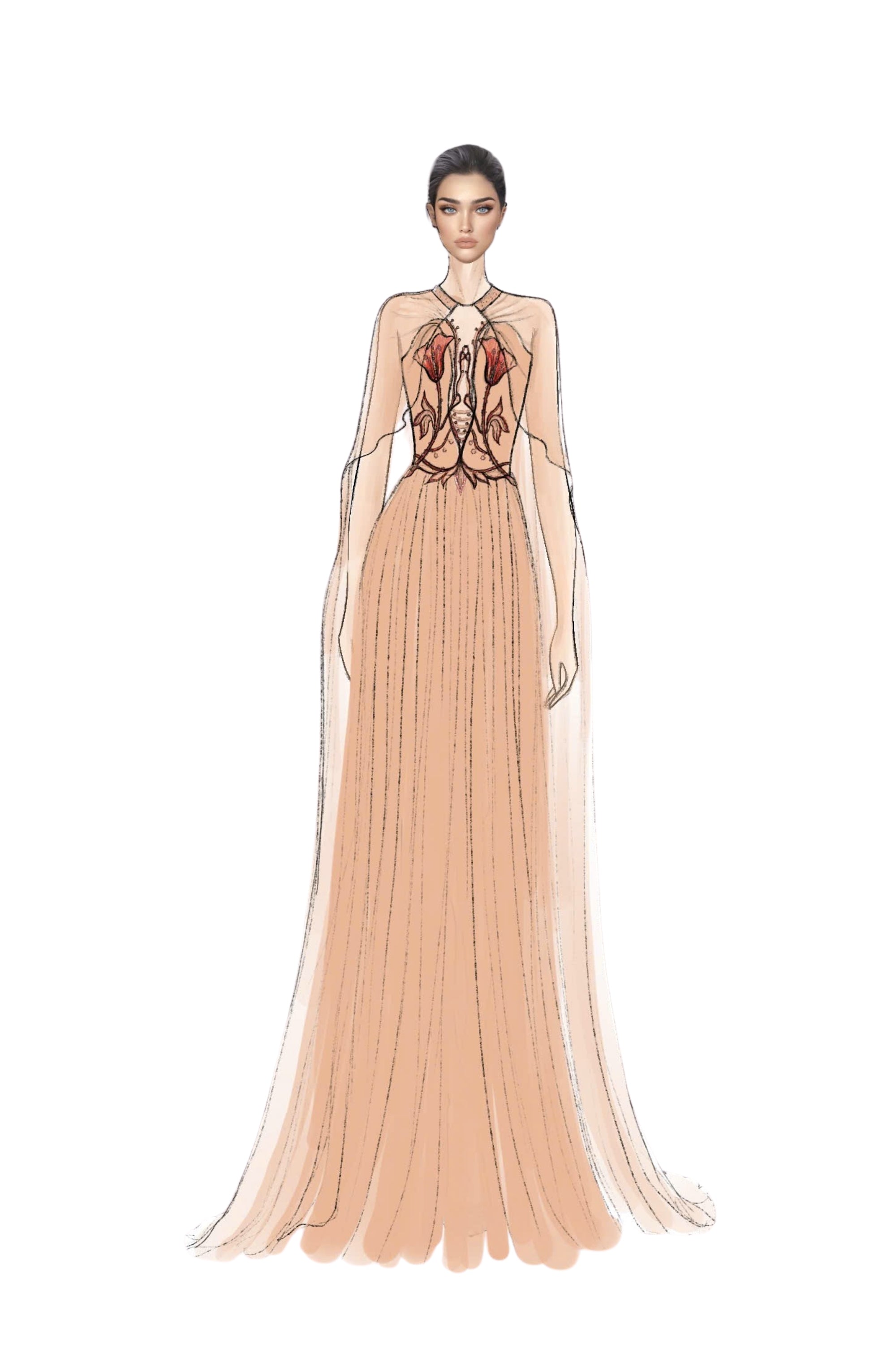 Clarissee Silk Taffeta and Chiffon Dress