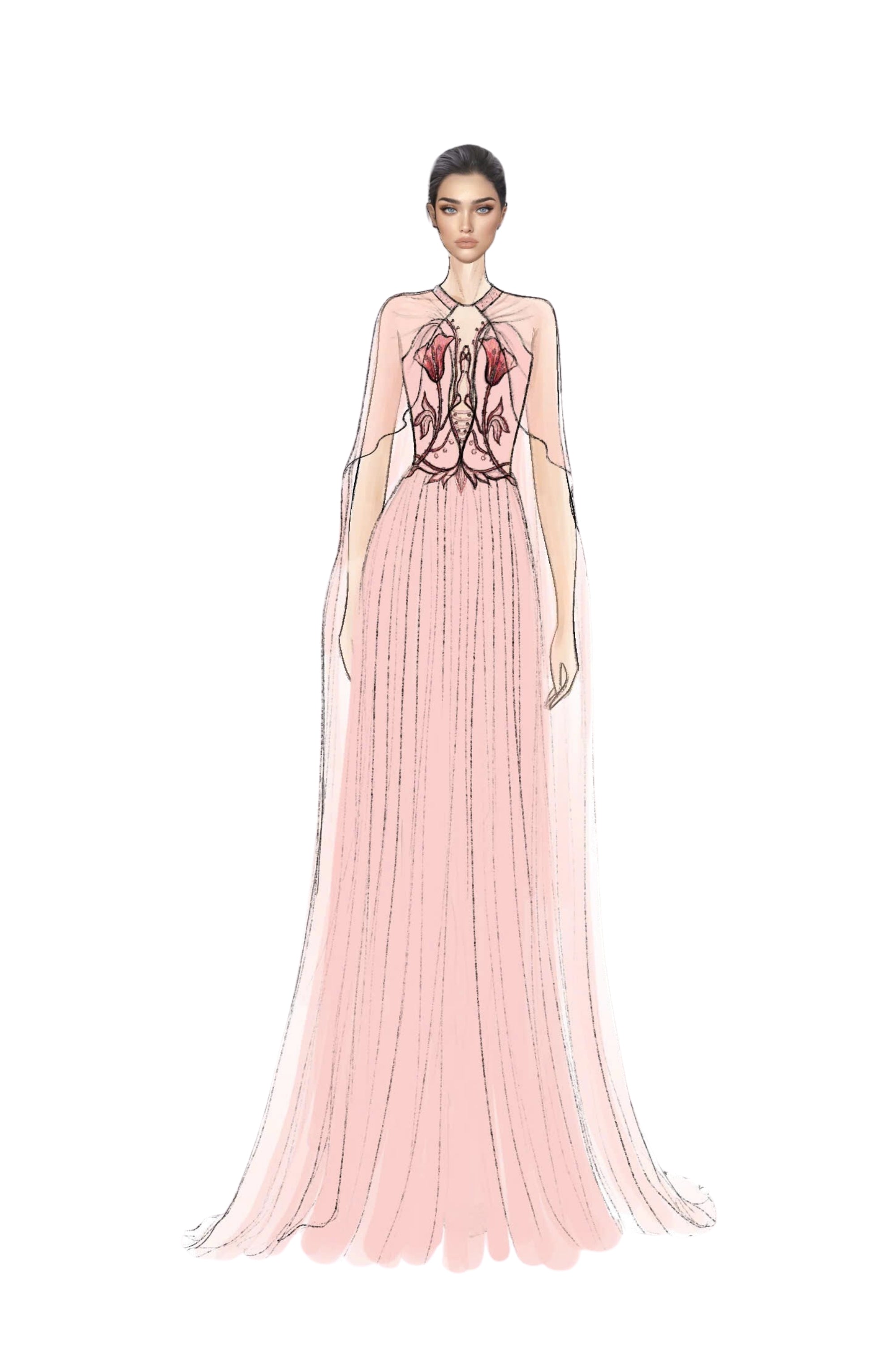 Clarissee Silk Taffeta and Chiffon Dress