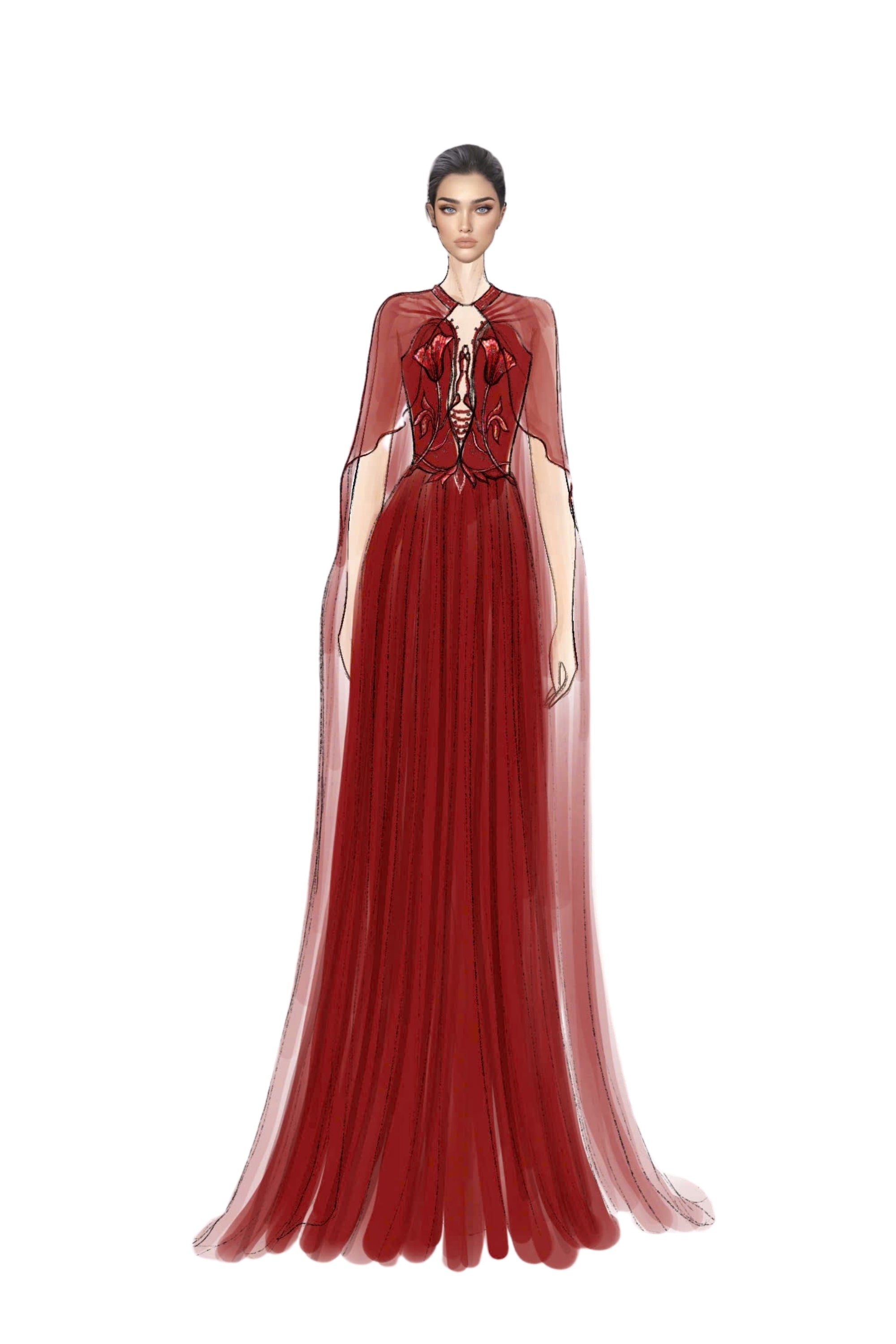 Clarissee Silk Taffeta and Chiffon Dress