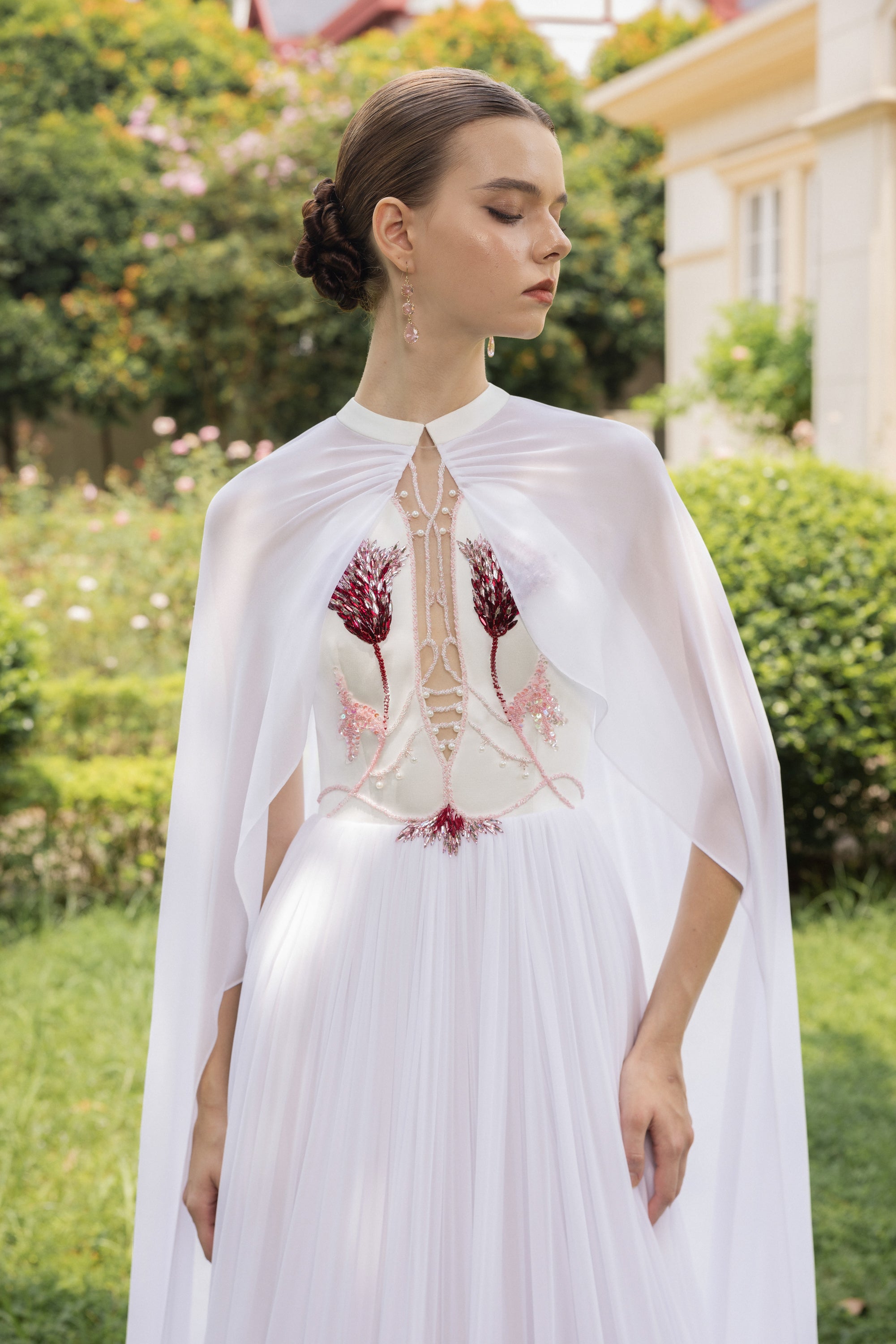 Clarissee Silk Taffeta and Chiffon Dress