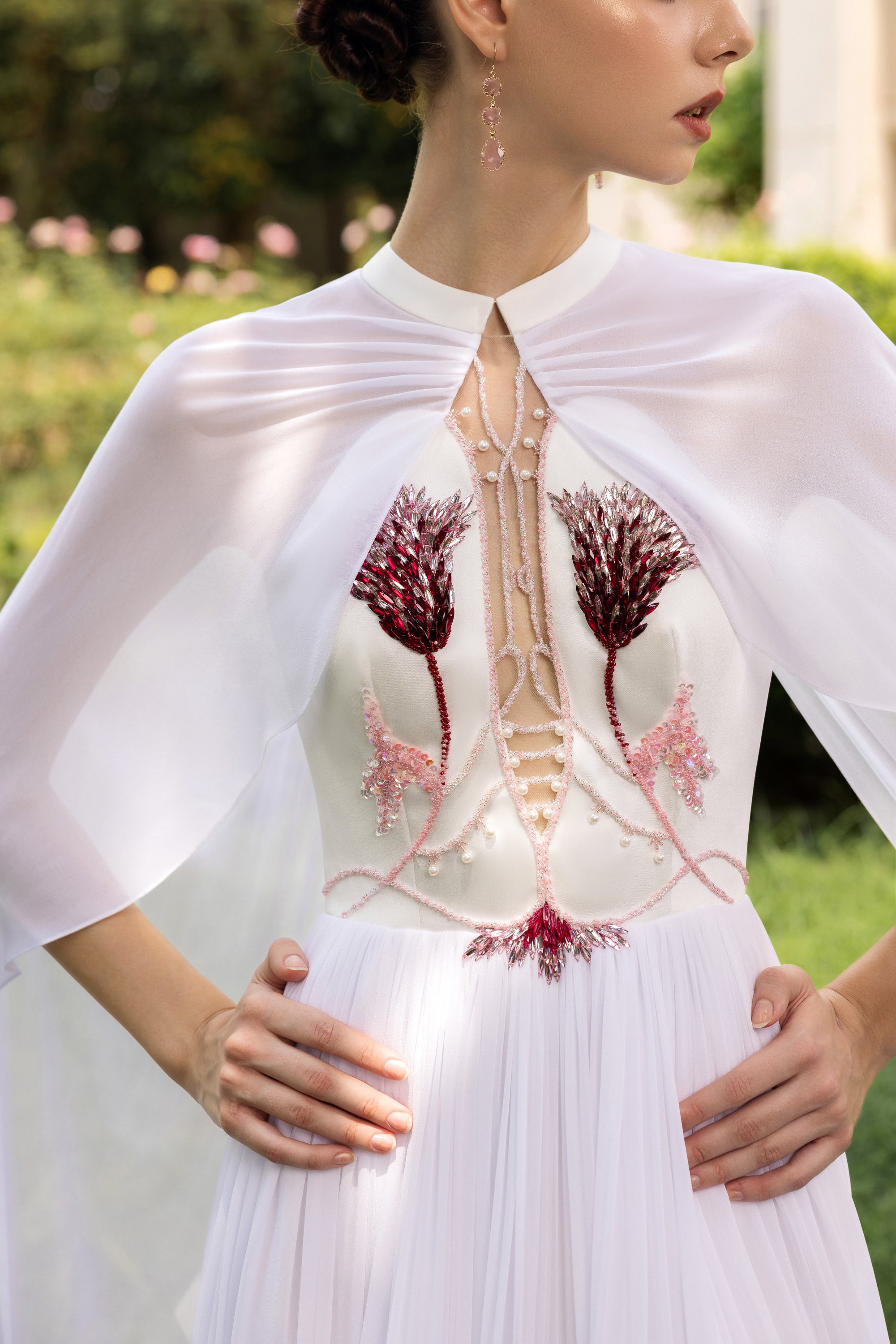 Clarissee Silk Taffeta and Chiffon Dress