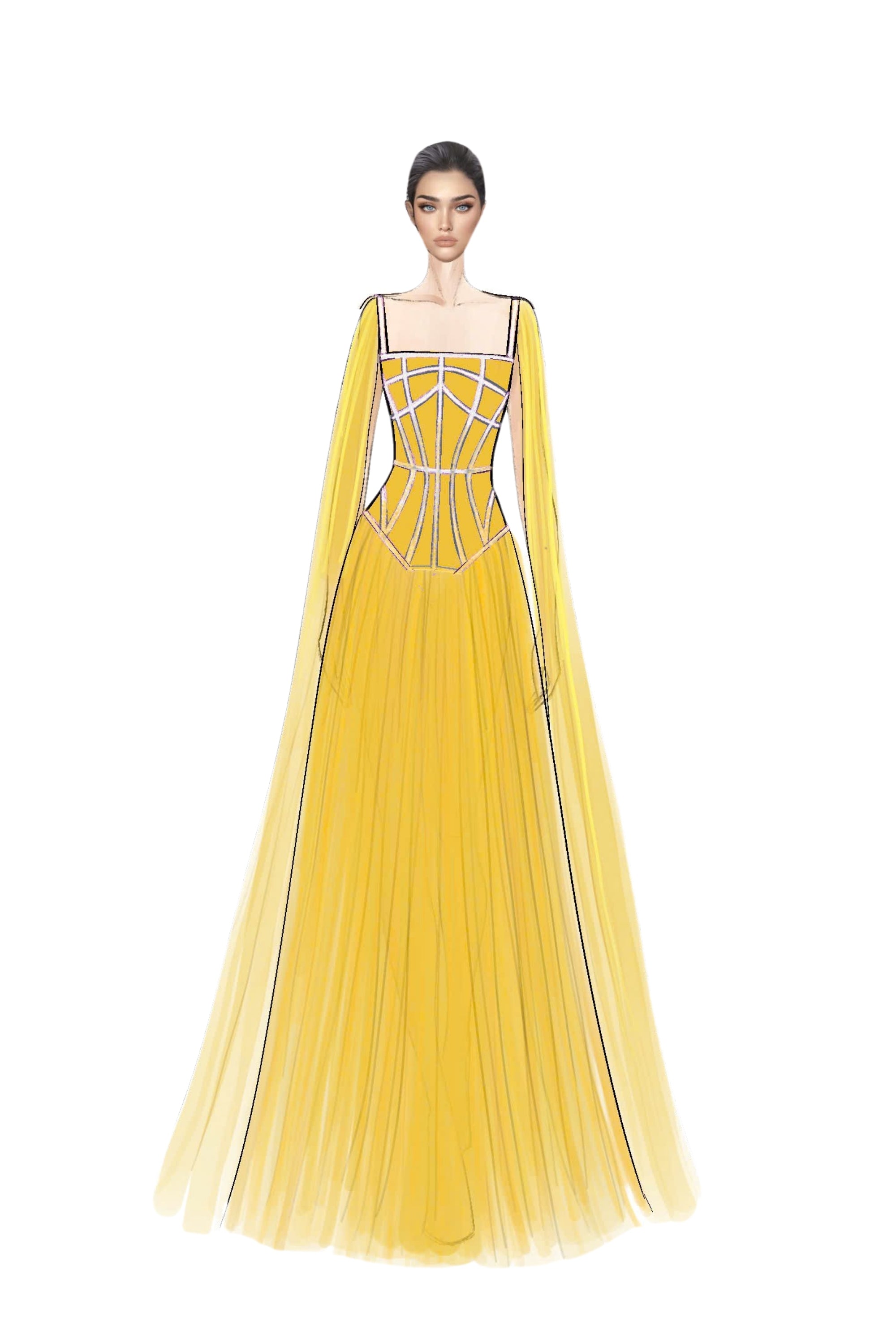 Eléonore Taffeta and Chiffon Dress