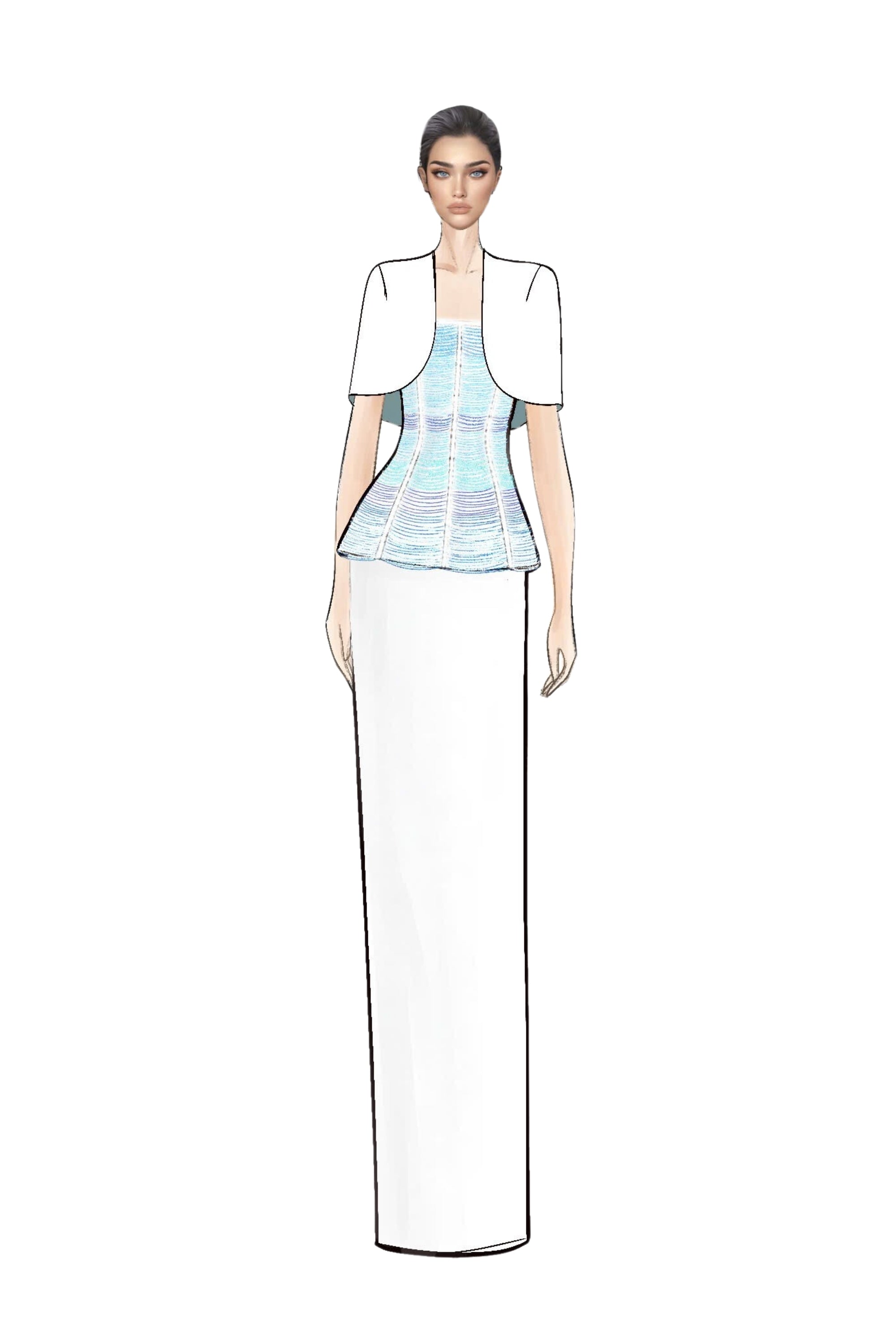 Odette crepe dress with Pauline crepe cape