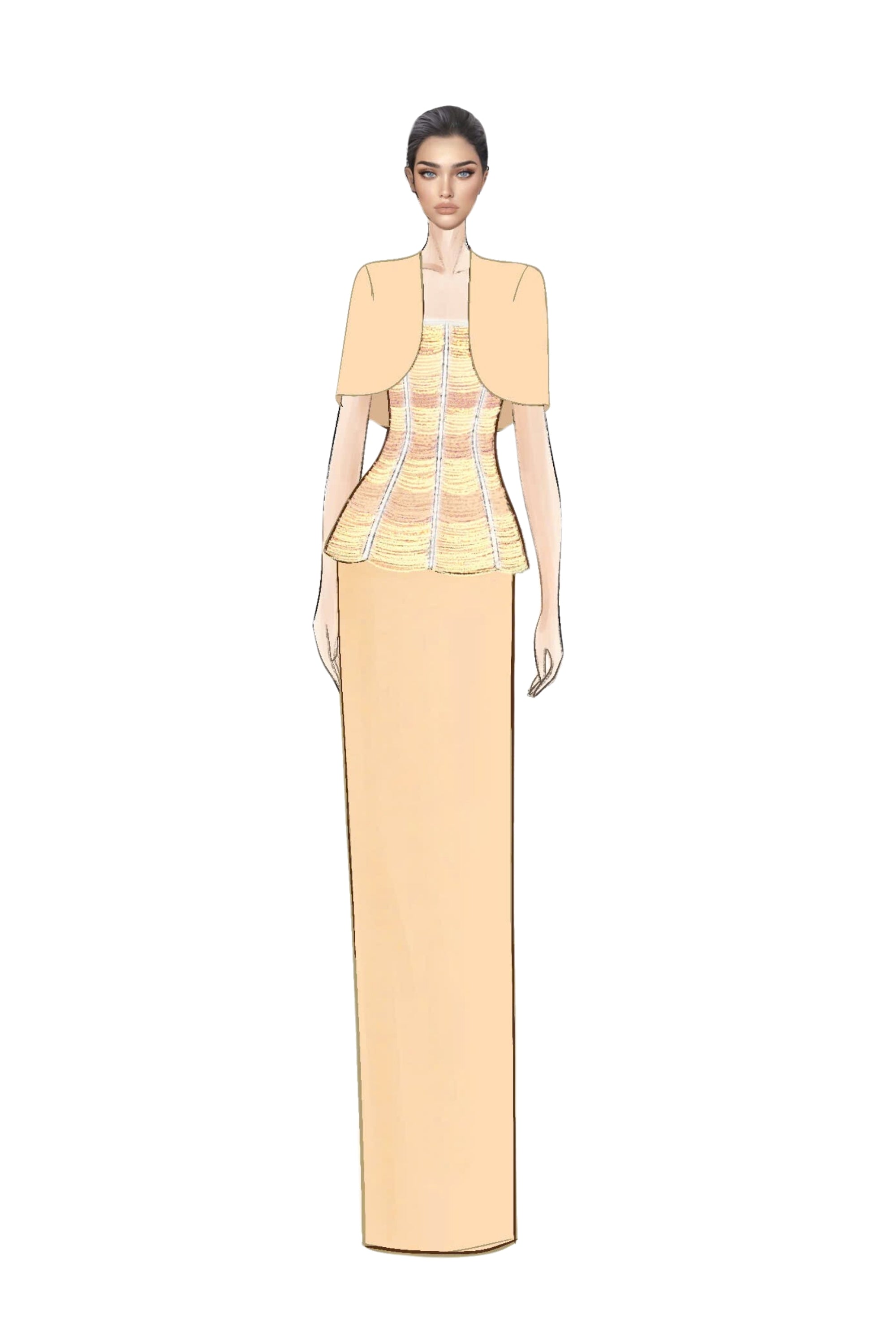 Odette crepe dress with Pauline crepe cape