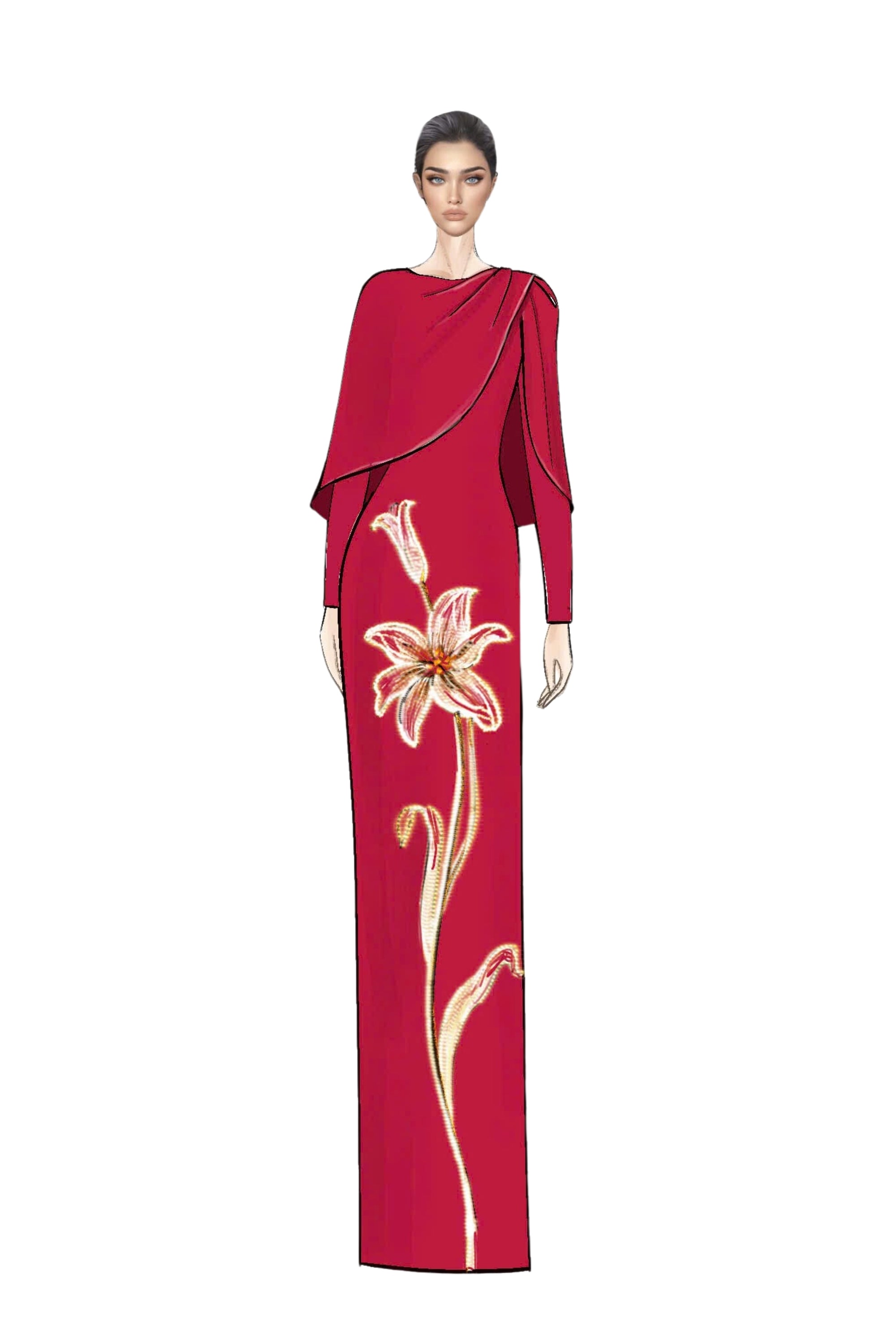 Rosalie Crepe Dress with louise crepe cape