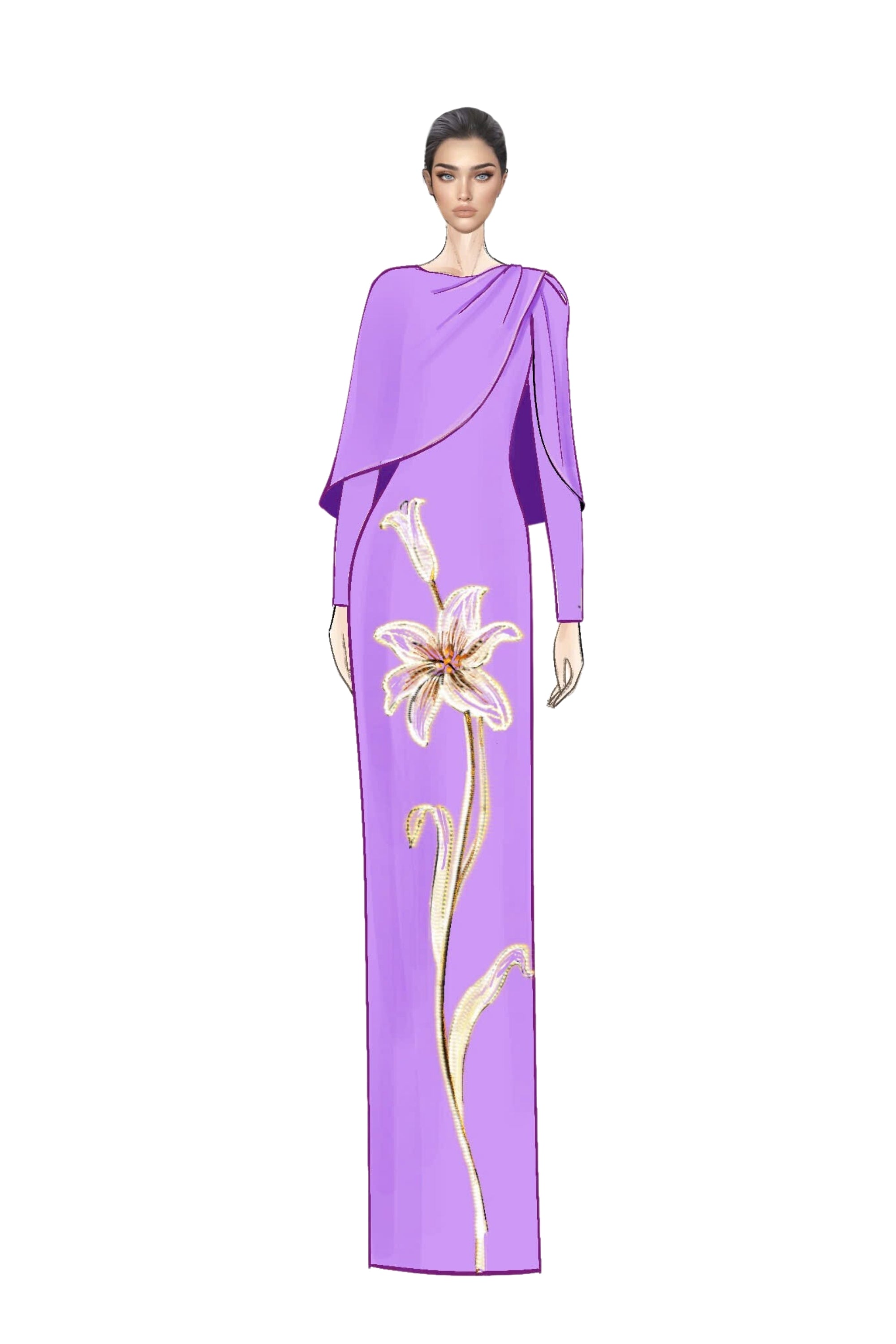 Rosalie Crepe Dress with louise crepe cape