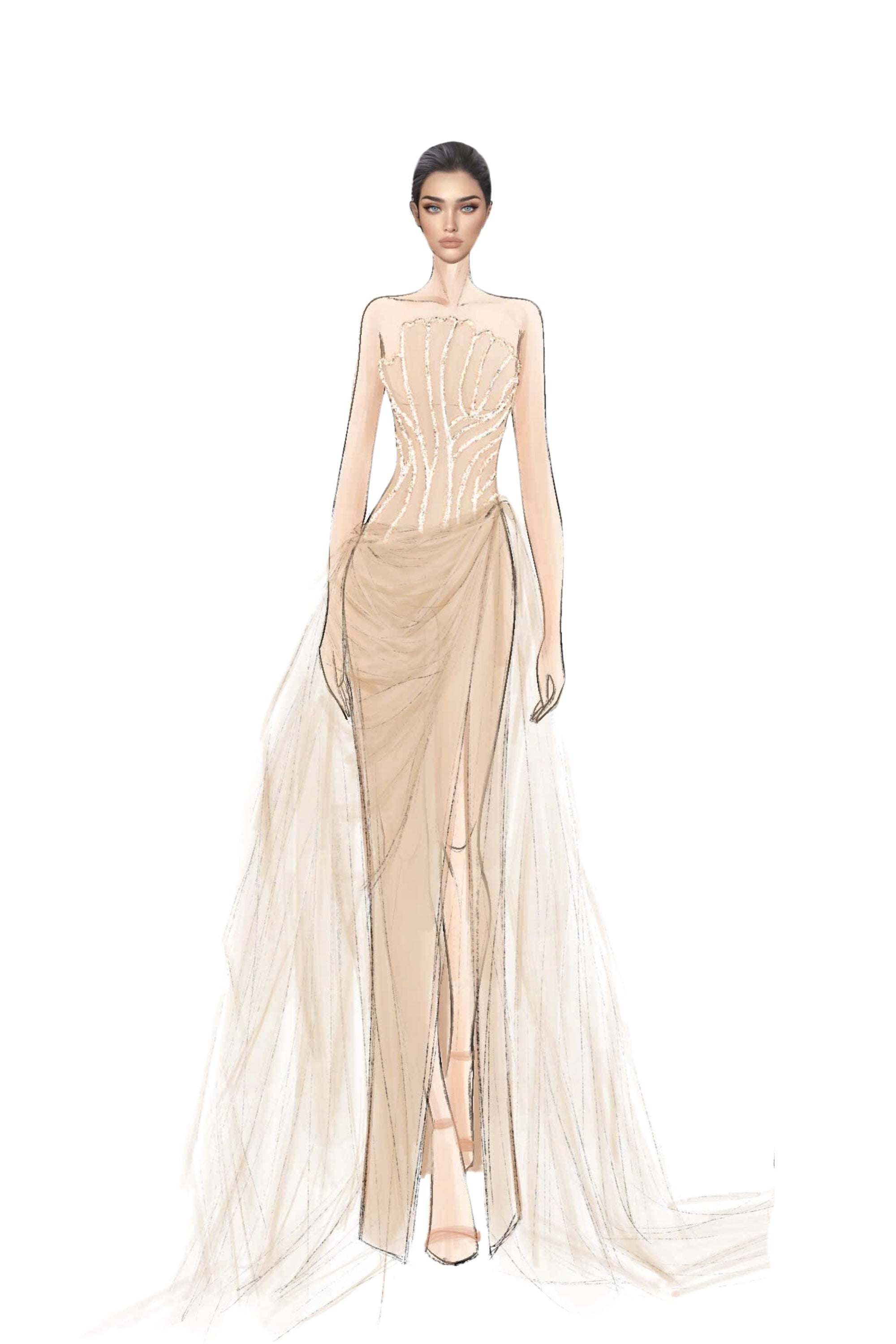 Capucine Silk Taffeta and Tulle Dress