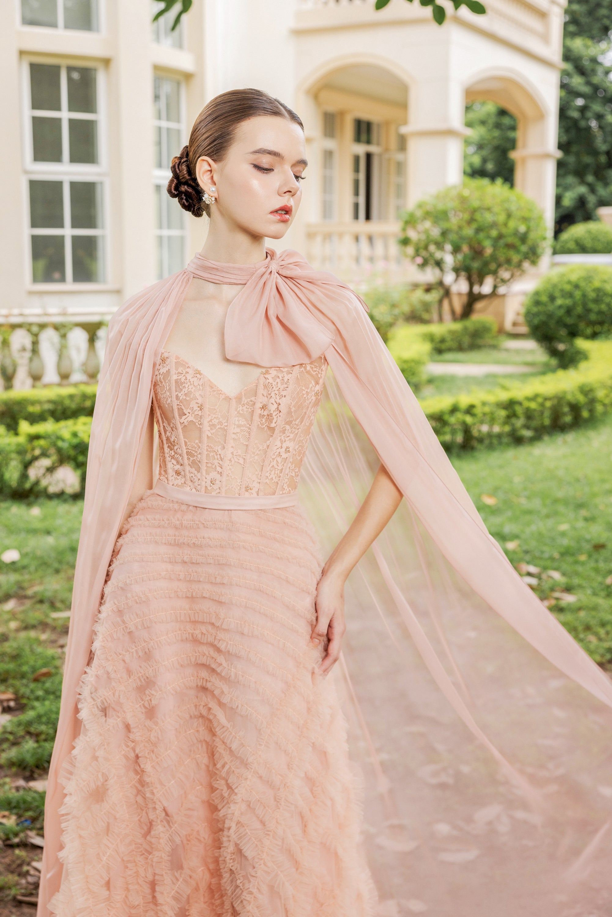 Cécile Tulle Dress with Marianne silk cape