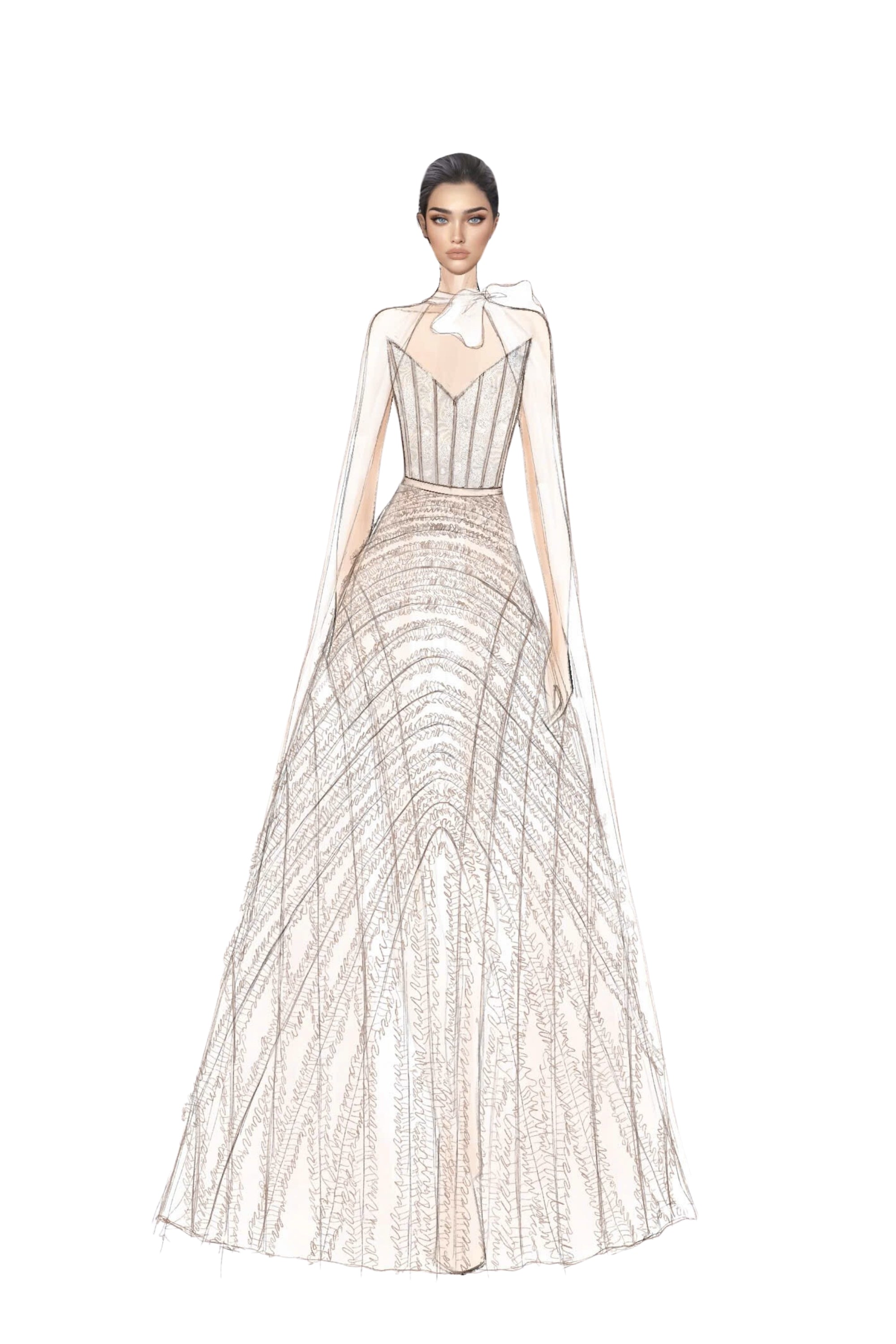 Cécile Tulle Dress with Marianne silk cape