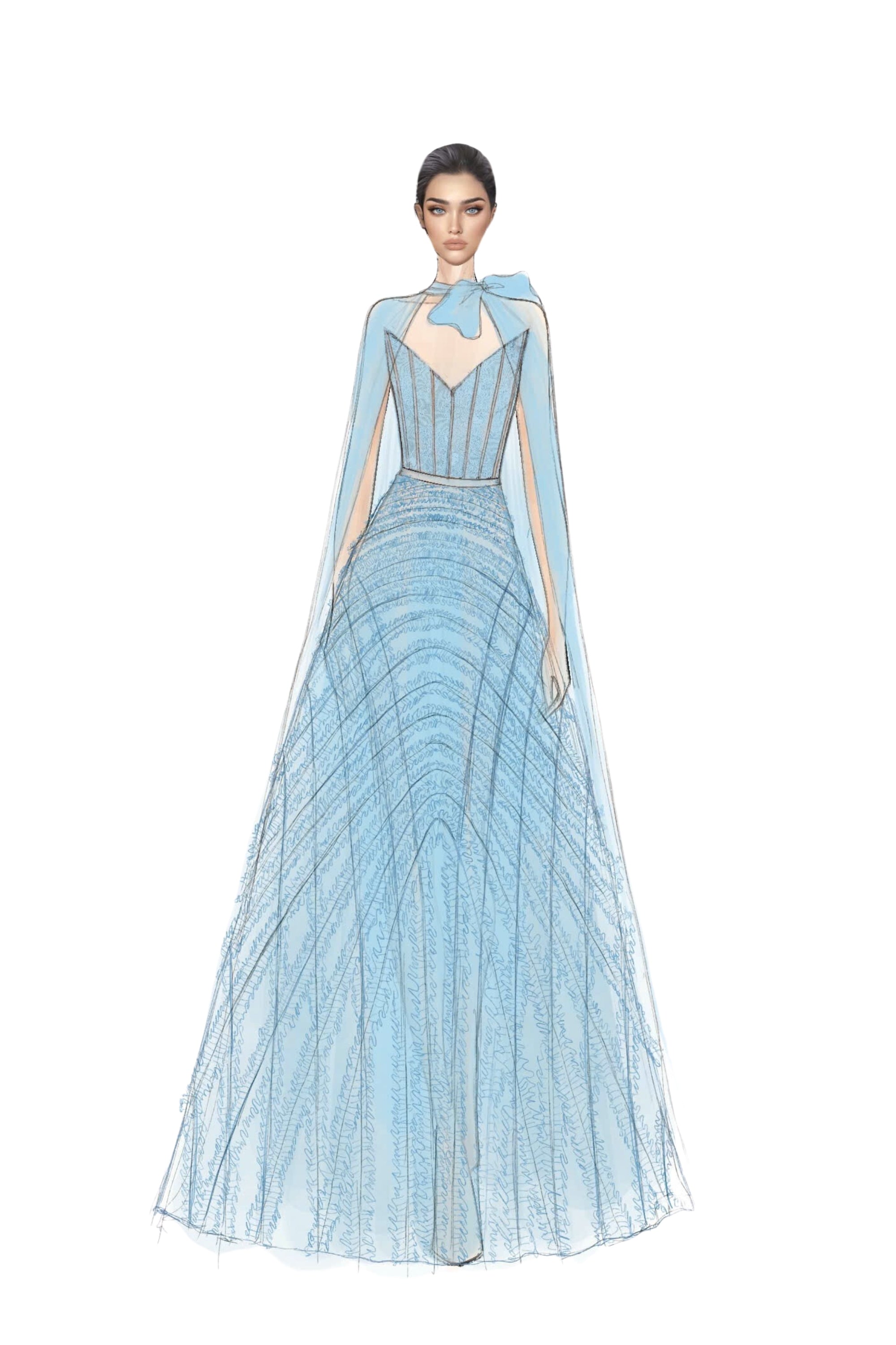 Cécile Tulle Dress with Marianne silk cape