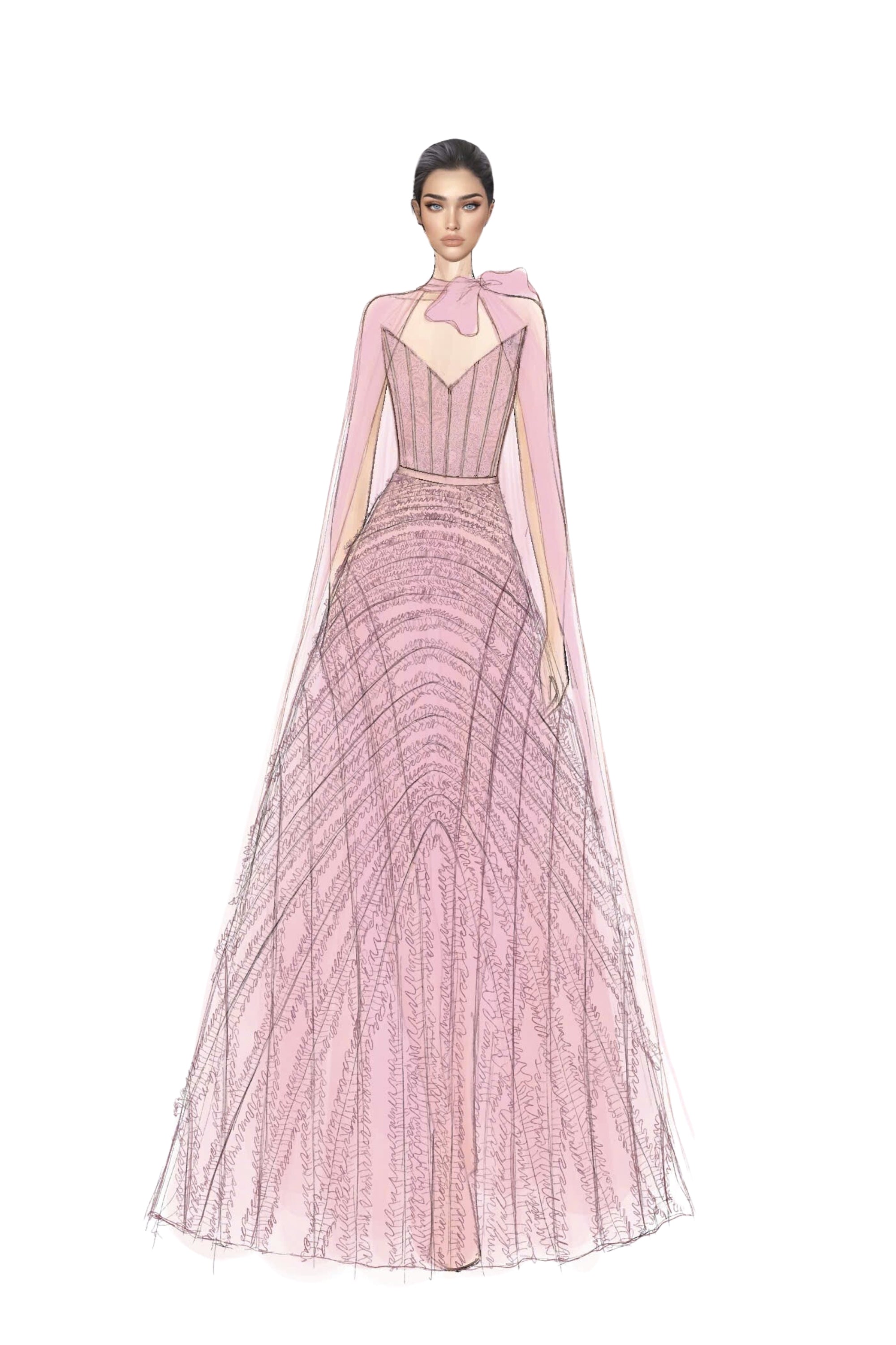 Cécile Tulle Dress with Marianne silk cape